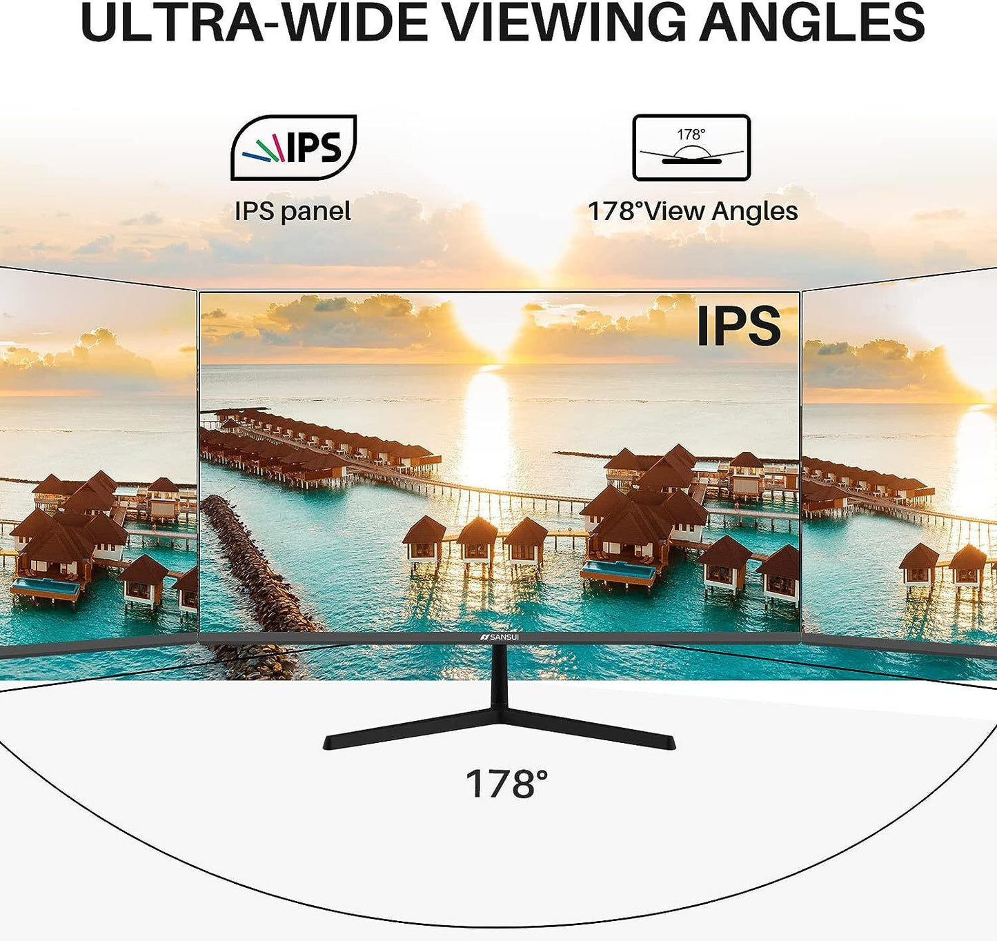 24 Sansui Monitor with Full HD Resolution, Type-C Connectivity, Built-in Speakers, and Ergonomic Design