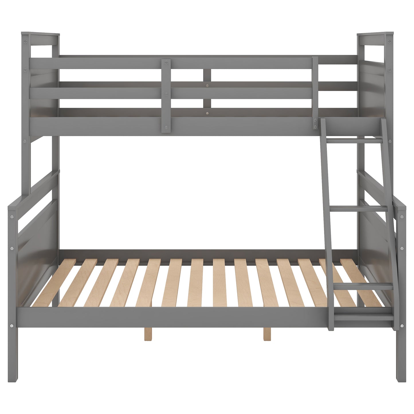 Gray Versatile Bunk Bed with Twin Loft and Full Bottom-Bunk Safety Features