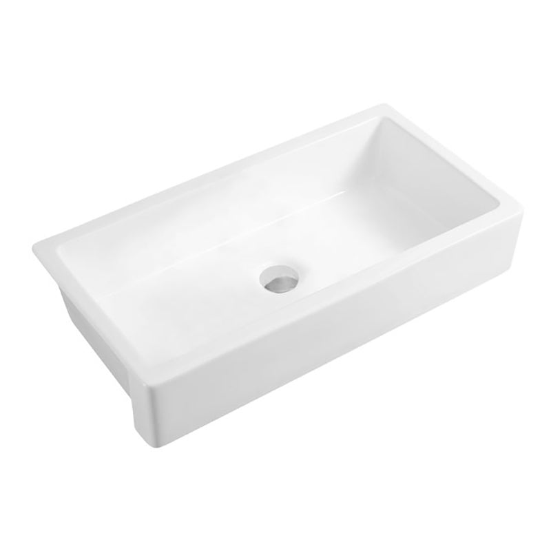 Elegant 37-Inch White Ceramic Farmhouse Kitchen Sink