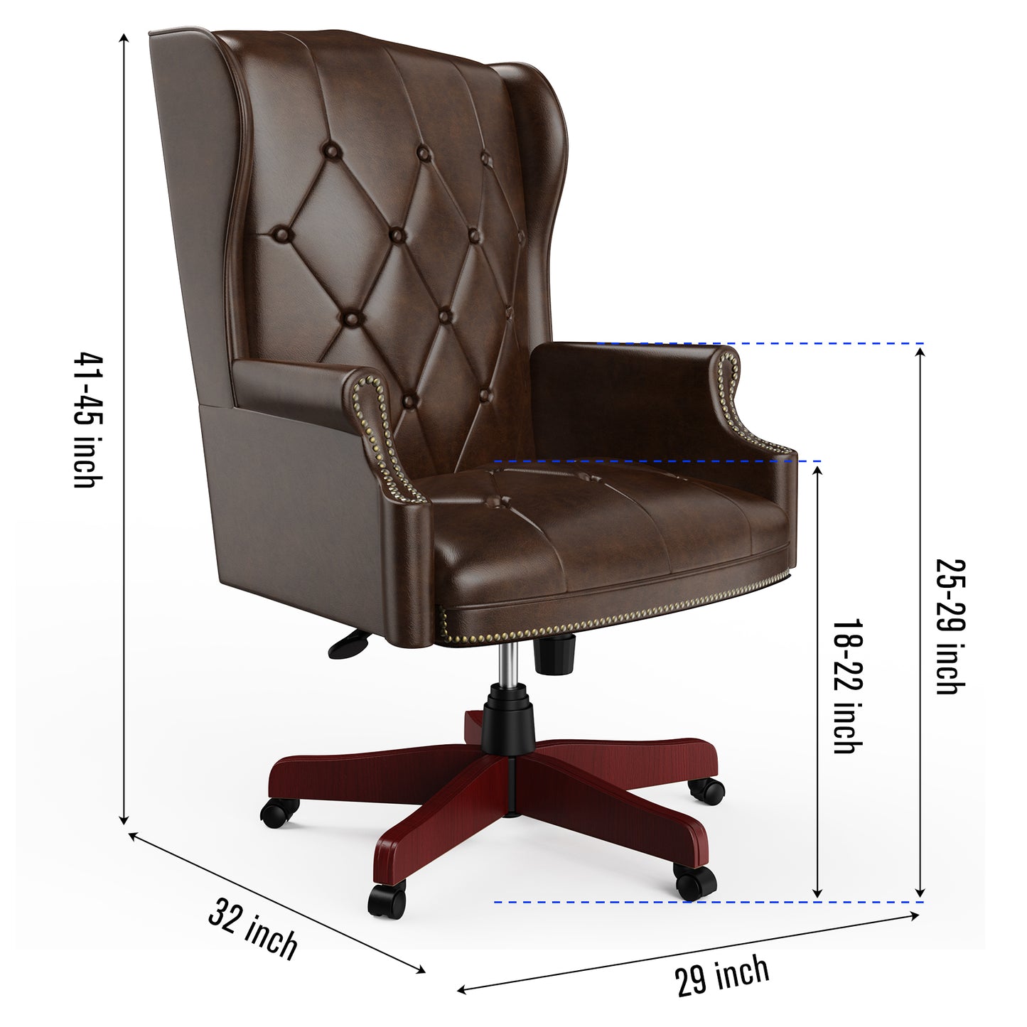 330LBS Executive Office Chair, Ergonomic Design High Back Reclining Comfortable Desk Chair - Brown