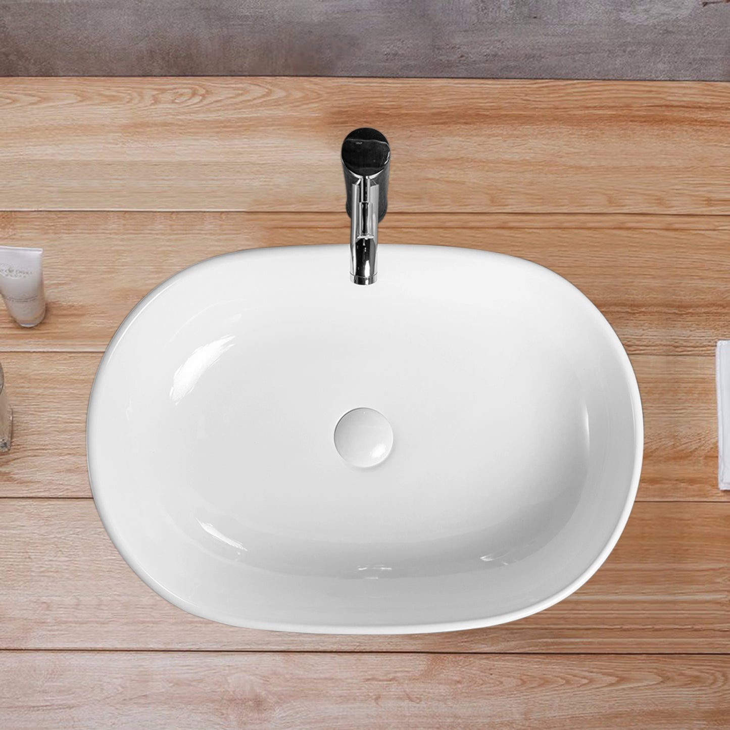 Vessel  Bathroom Sink Basin in White Ceramic