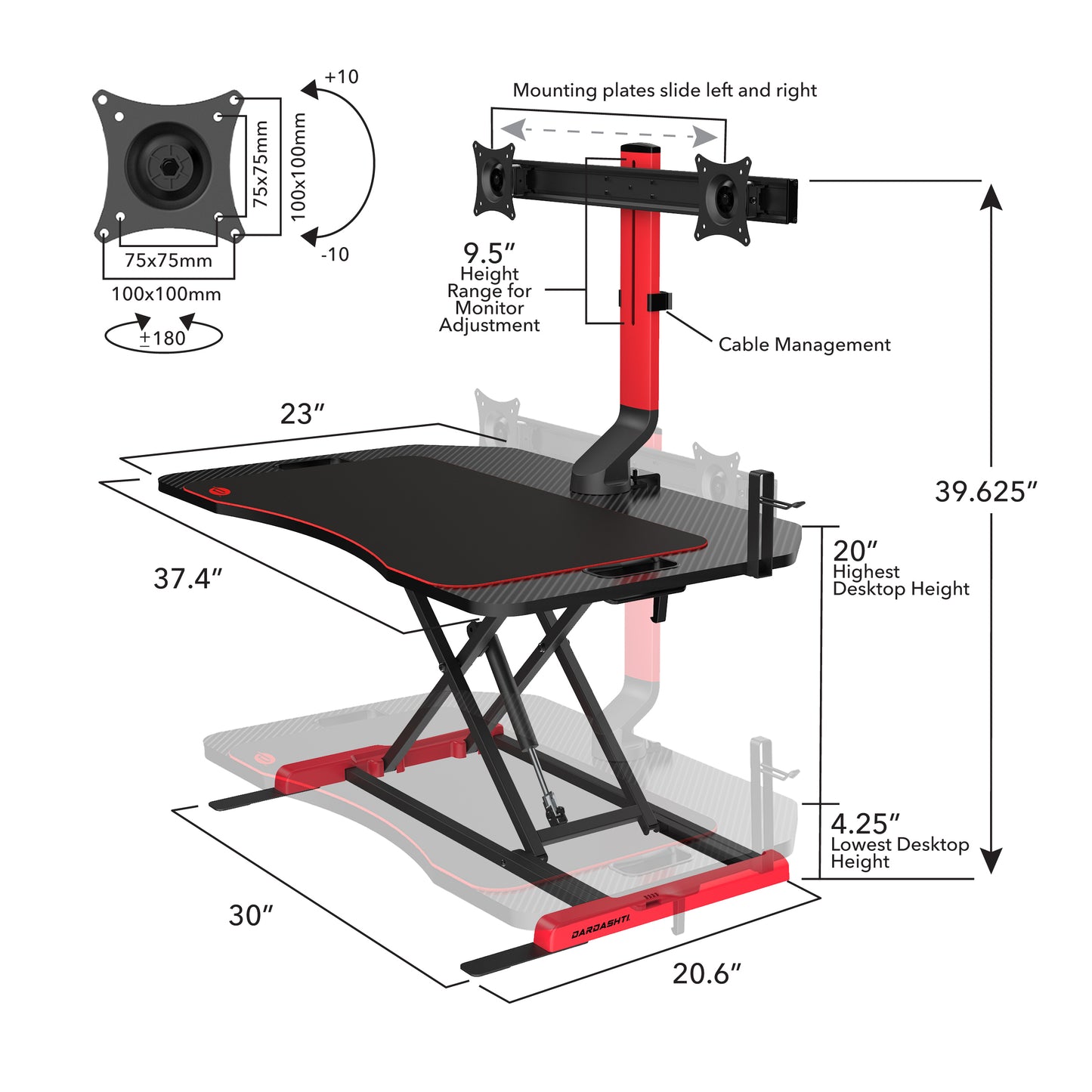 Dardashti Gaming Riser in Red and Black