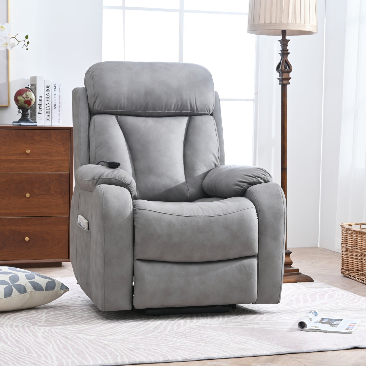 Elderly-Friendly Light Gray Electric Power Lift Recliner Chair