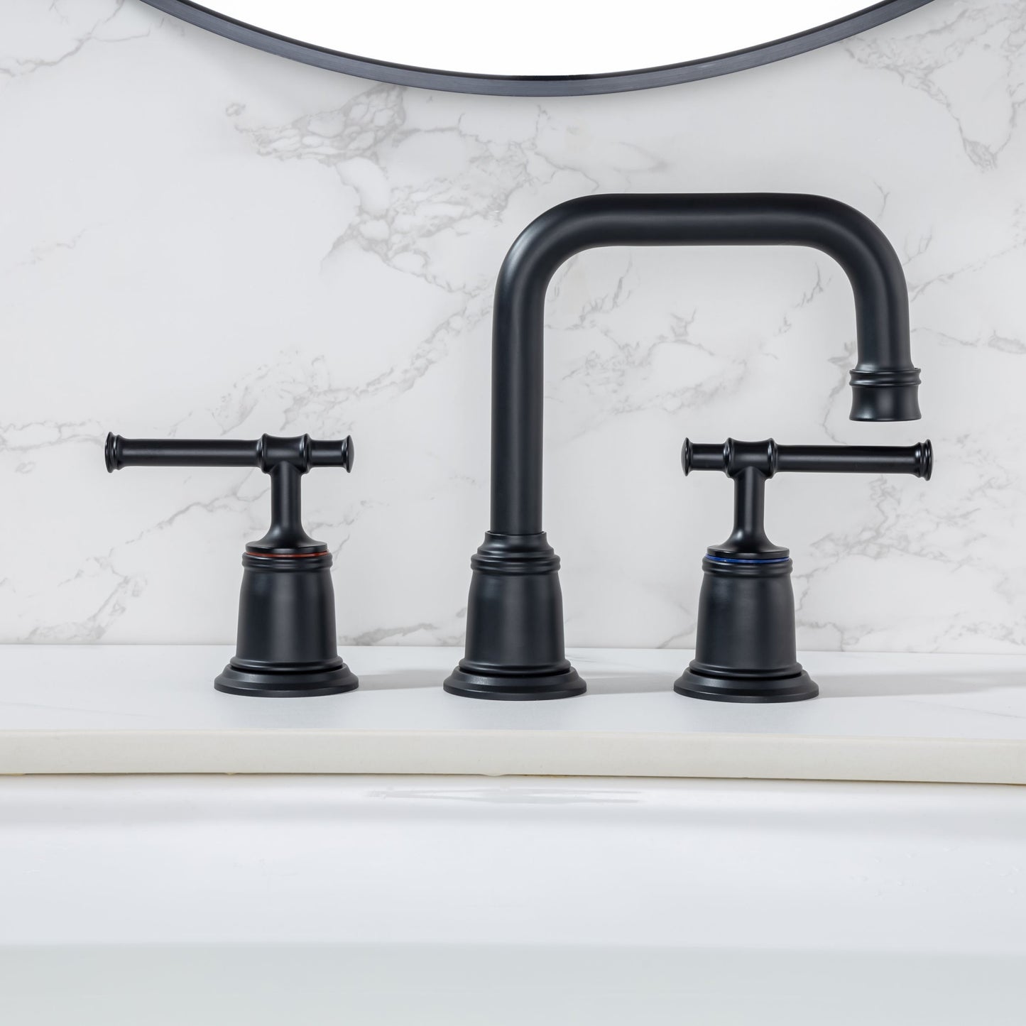 Durable Matte Black Bathroom Faucet Set With Drain Assembly