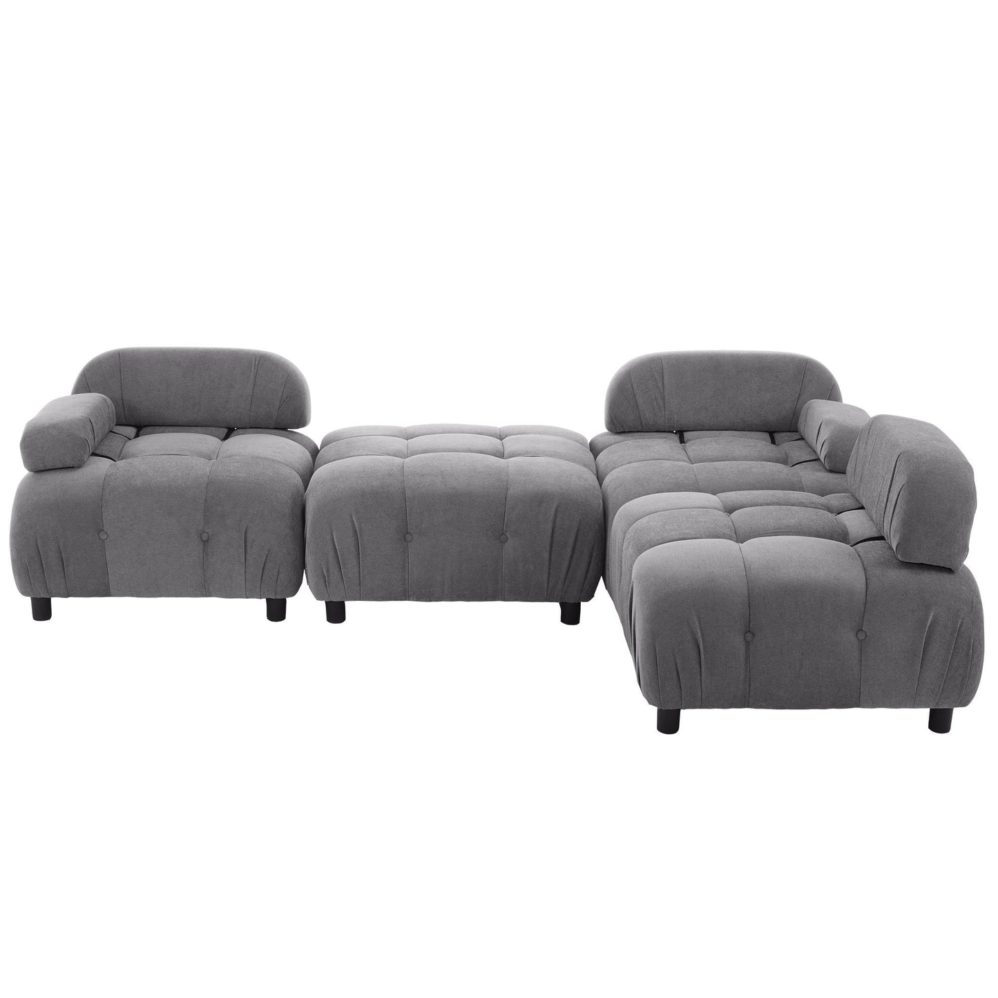 U_STYLE Chenille Fabric Modular Sectional Sofa with Reversible Chaise