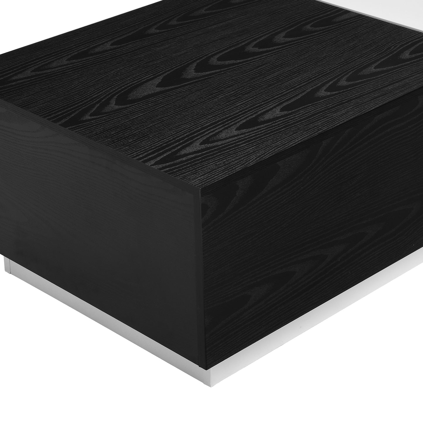 Sleek White and Black Sliding Top Coffee Table with Storage