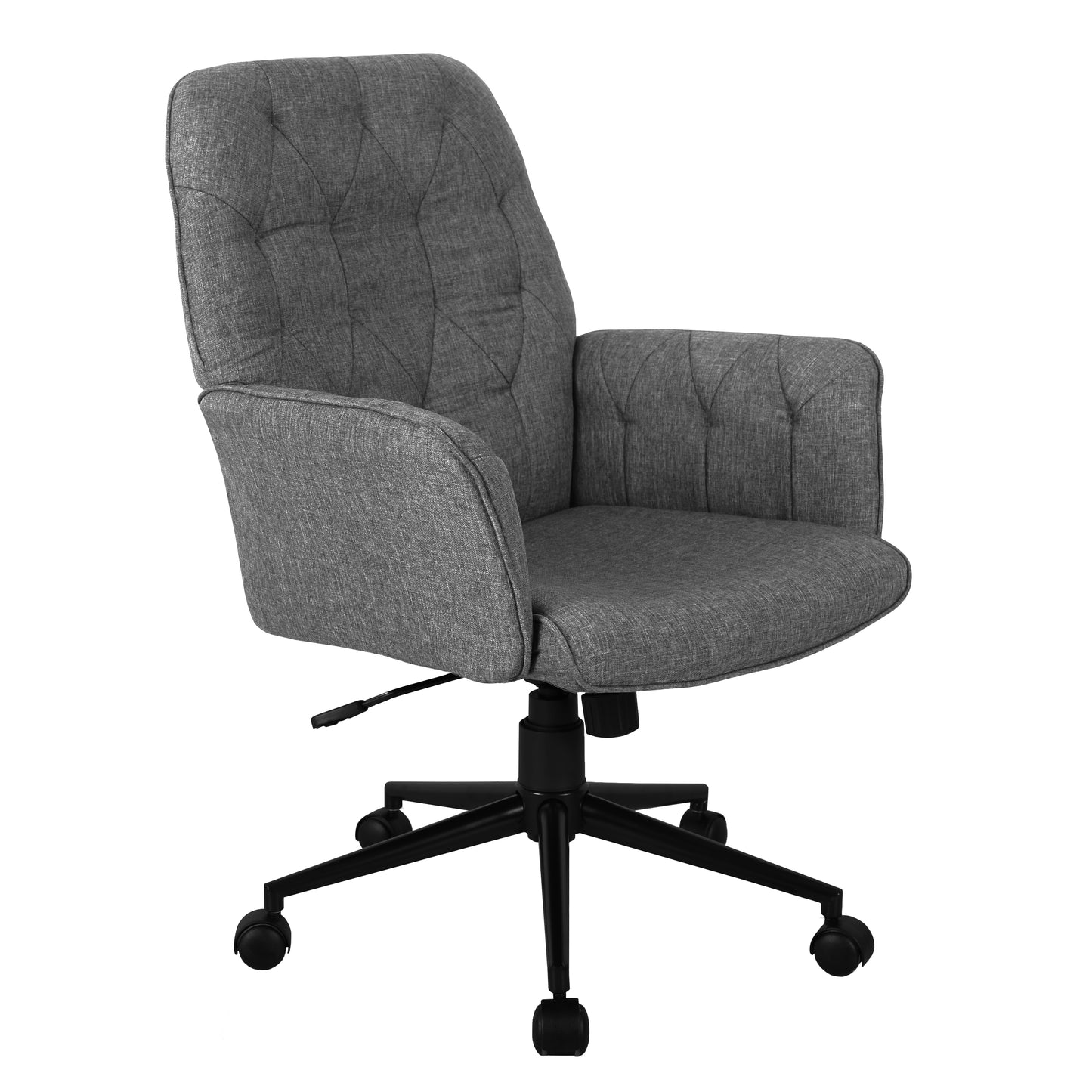 Modern Upholstered Tufted Office Chair with Arms, Grey