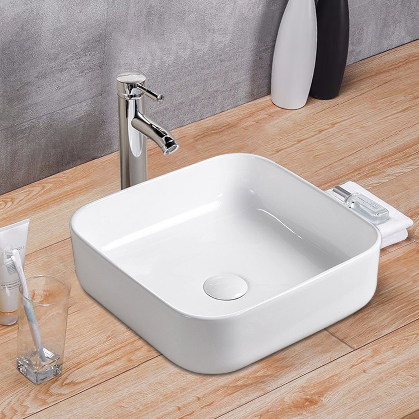 Vessel  Bathroom Sink Basin in White Ceramic