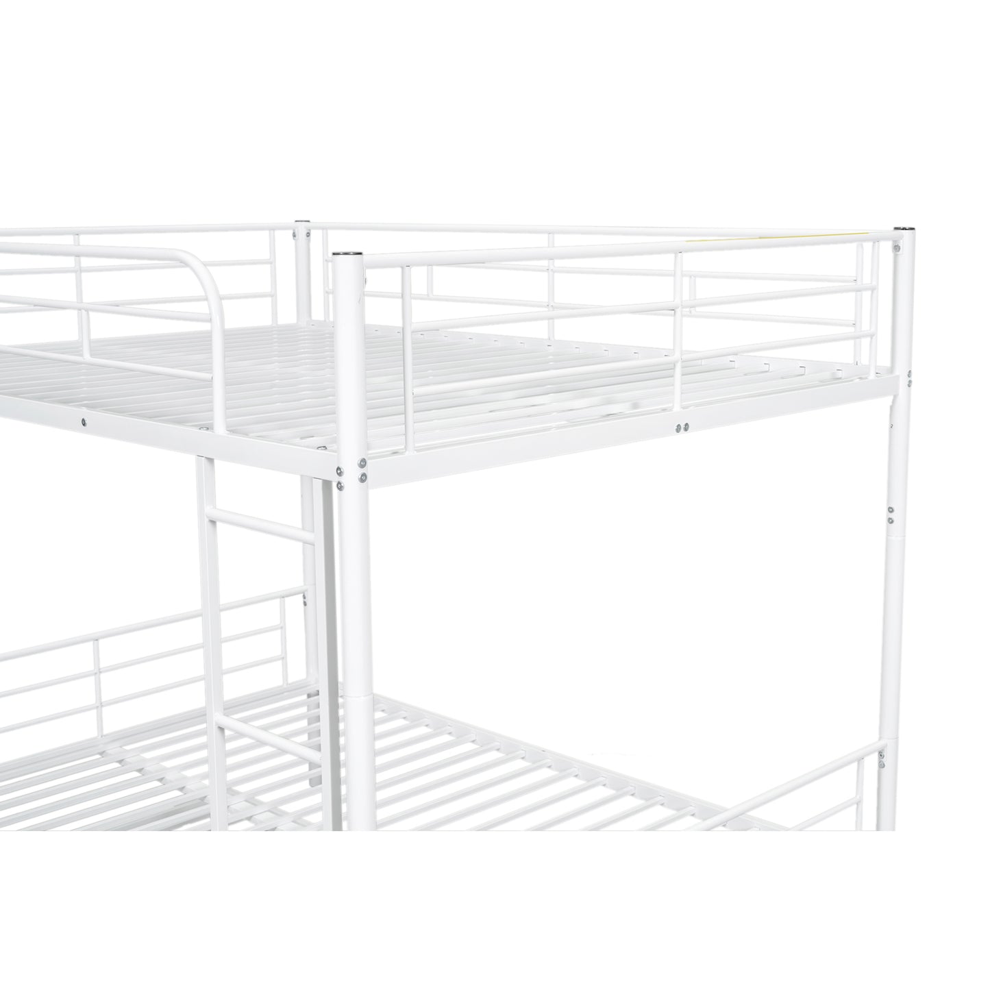 Contemporary White Full Metal Bunk Bed with Trundle