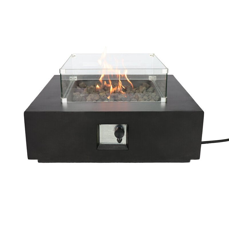 Living Source International Concrete/Glass Fire Pit Table for Propane and Natural Gas