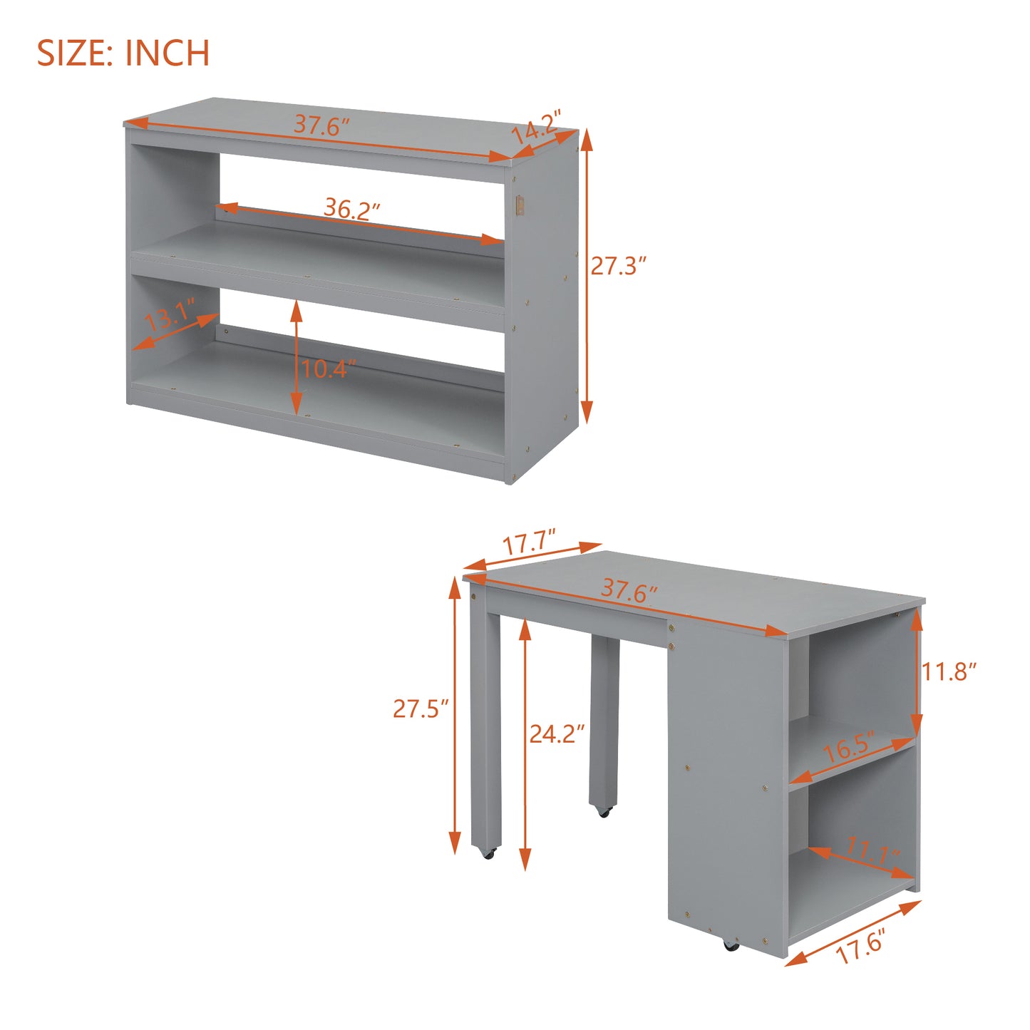 Twin Size Loft Bed with Retractable Writing Desk and 3 Drawers, Wooden Loft Bed with Storage Stairs and Shelves, Gray