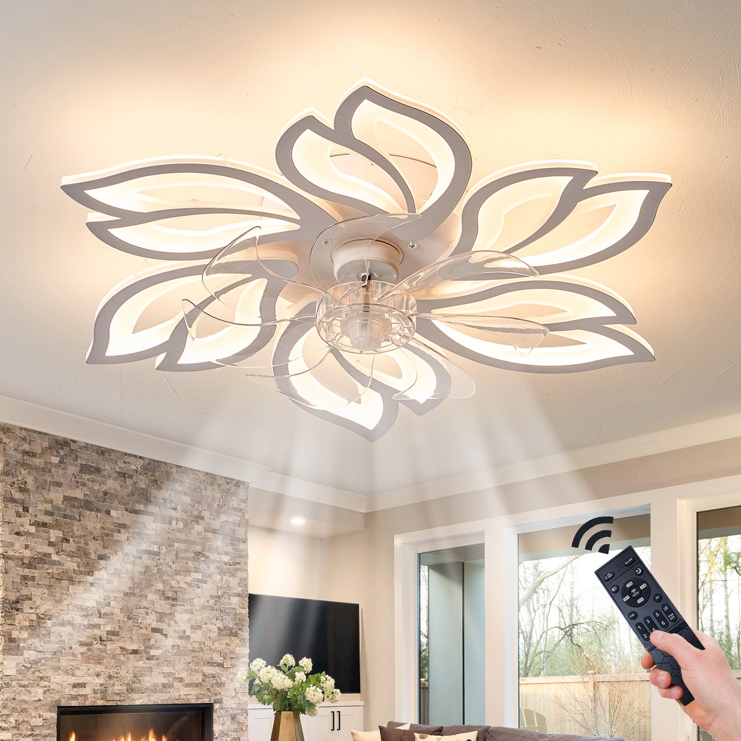 26 Smart Ceiling Fan with Dimmable LED Lights and Remote Control
