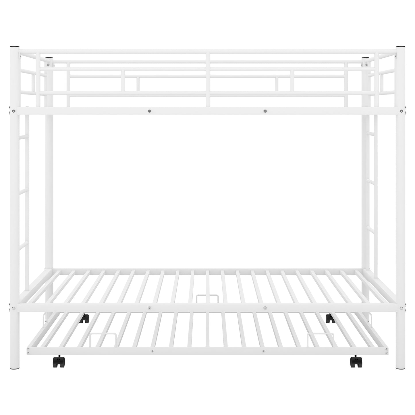 White Space-Saving Twin Bunk Bed with Trundle