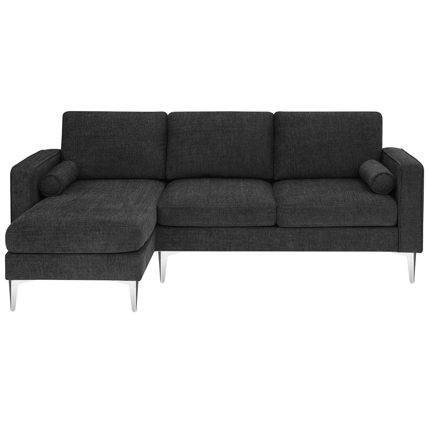 86 L-Shaped Convertible Sectional Sofa with Reversible Chaise and Pillows