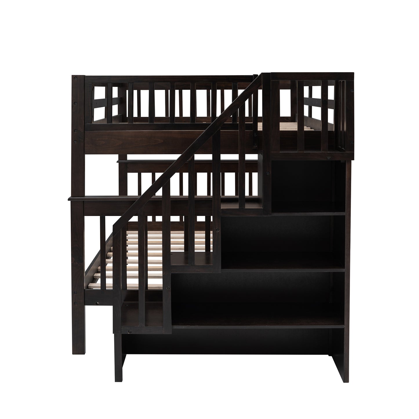 Stairway Full-Over-Full Bunk Bed with Storage and Guard Rail for Maximum Space Utilization