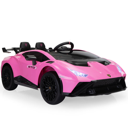 Licensed Lamborghini 24V Kids Electric Car, Battery Powered Sports Car w/ 2.4G Remote Control, LED Lights, Music, USB, High-Low Speed, Drifting, Gift for Children 3-8