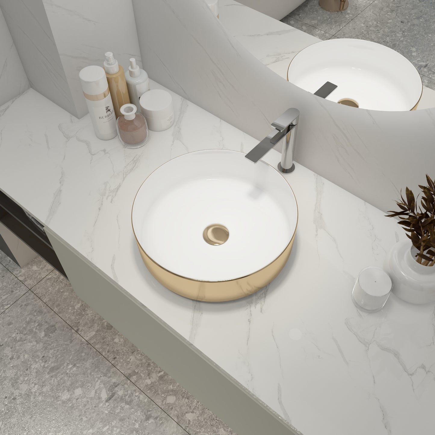 Ceramic Circular Vessel Bathroom Sink Art Sink (BAA0014012JJ)