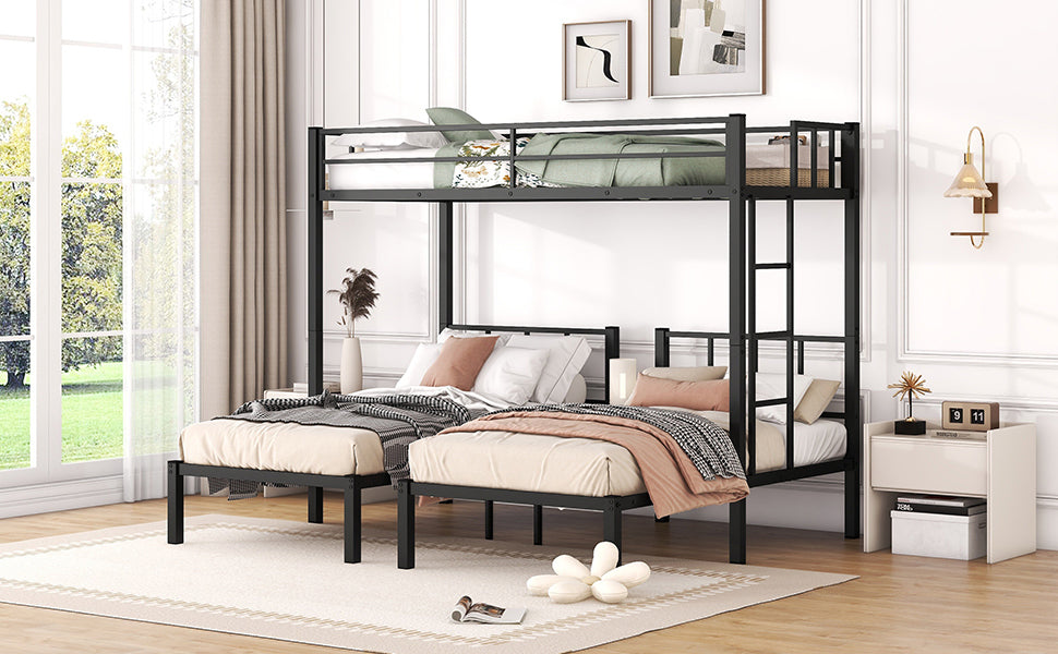 Convertible Metal Triple Bunk Bed with Flexible Sleeping Options