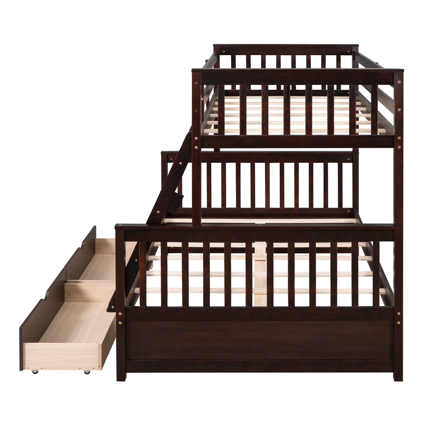 Convertible Twin-Over-Full Bunk Bed with Storage Drawers and Safety Features (Espresso)