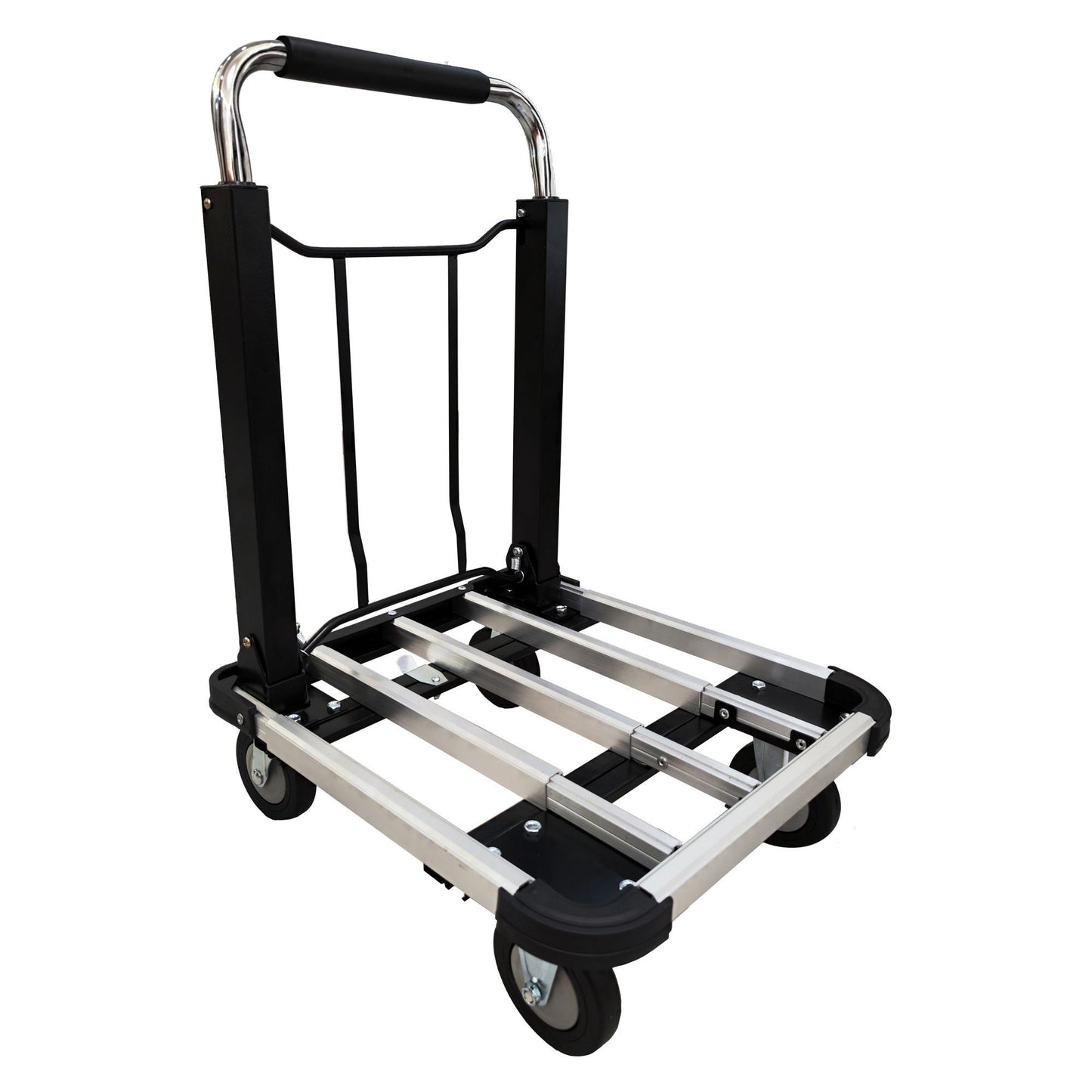 330 lbs. Capacity Extendable Folding Aluminum Four-Wheel Flatbed Car Platform Trolley Portable Hand Truck Cart