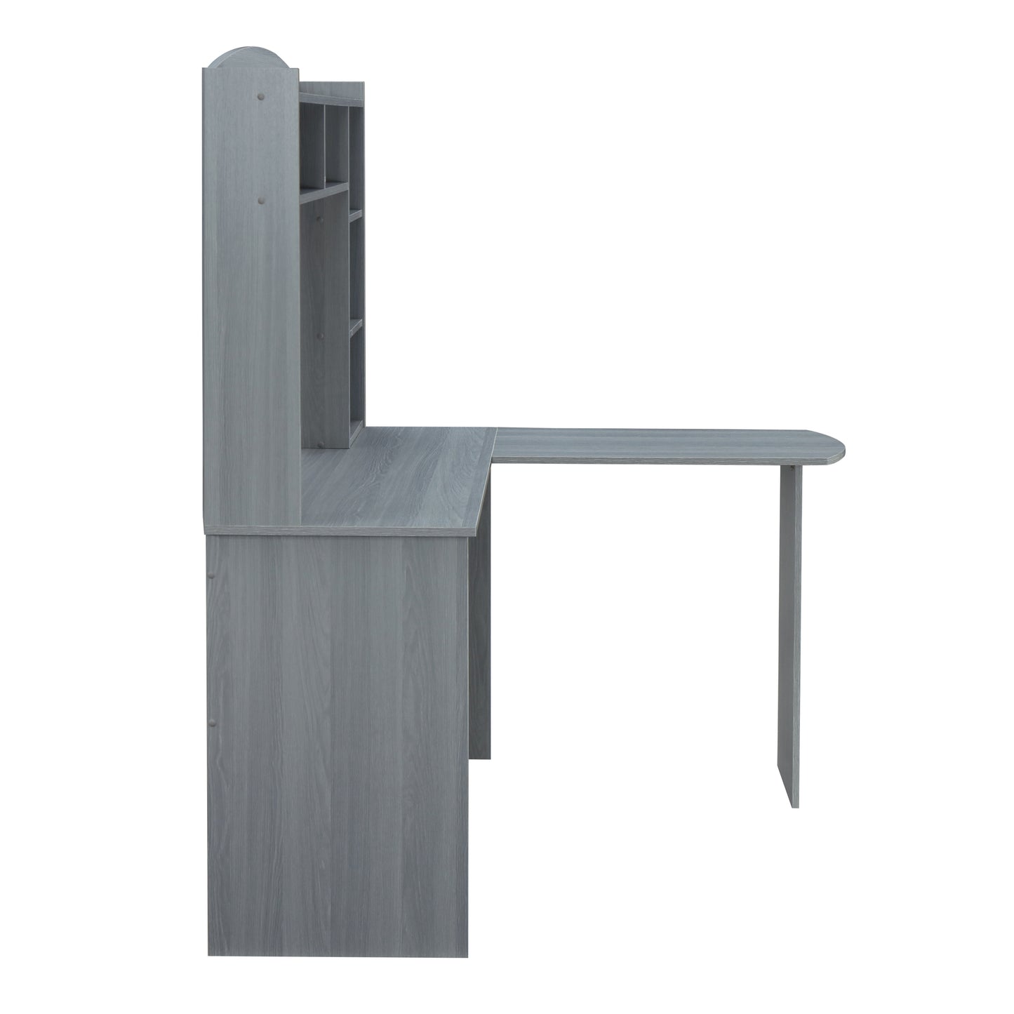 Modern Grey L-Shaped Desk with Hutch for Stylish Home Offices