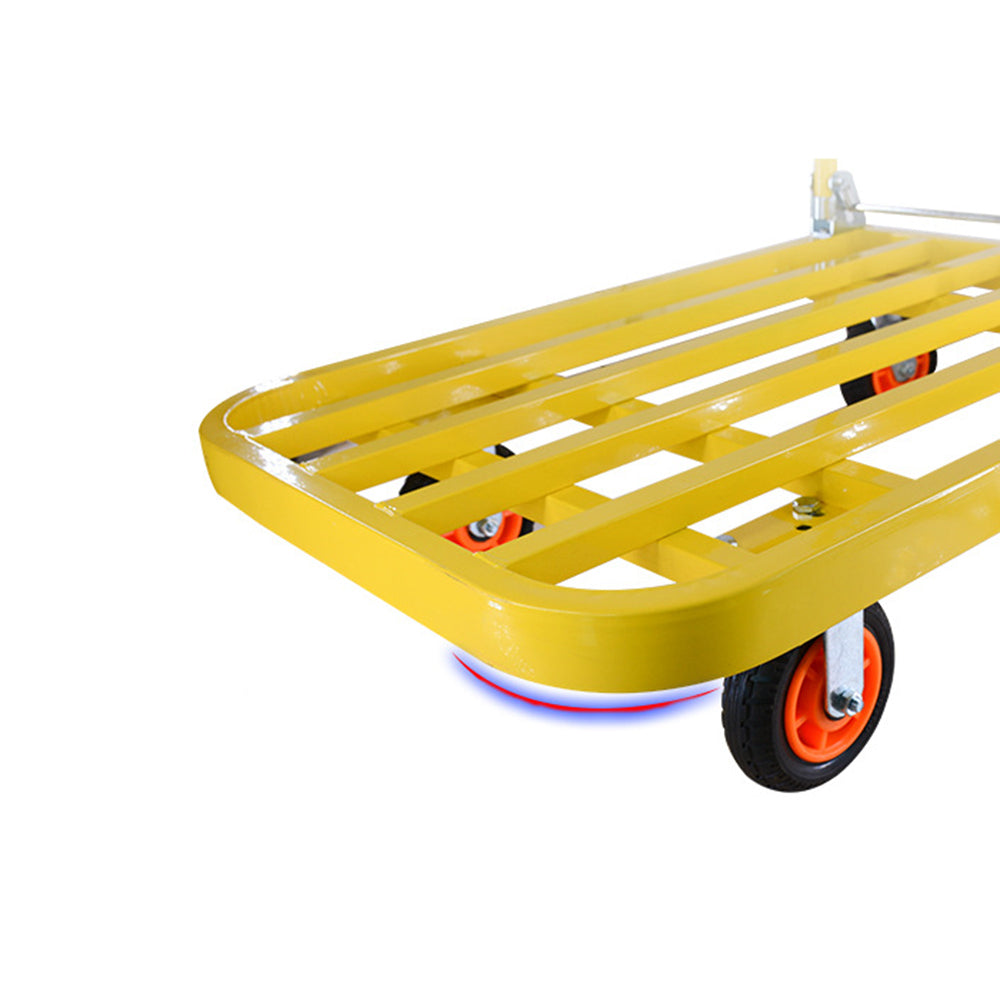 660 lbs. Capacity Steel Push Hand Truck Heavy-Duty Dolly Folding Foldable Moving Warehouse Platform Cart in Yellow