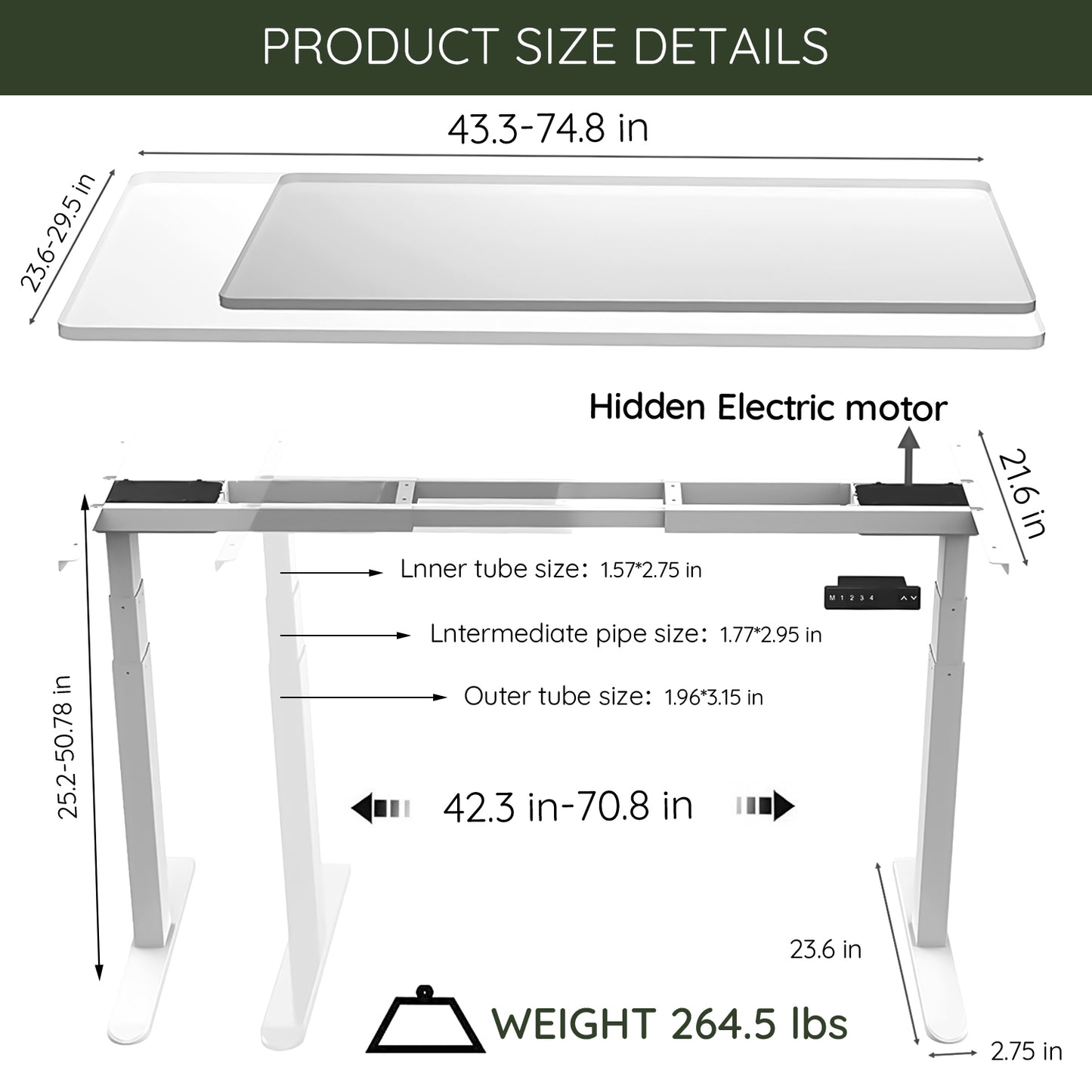 Height-Adjustable Electric Desk Frame with Dual Motors by ErGear