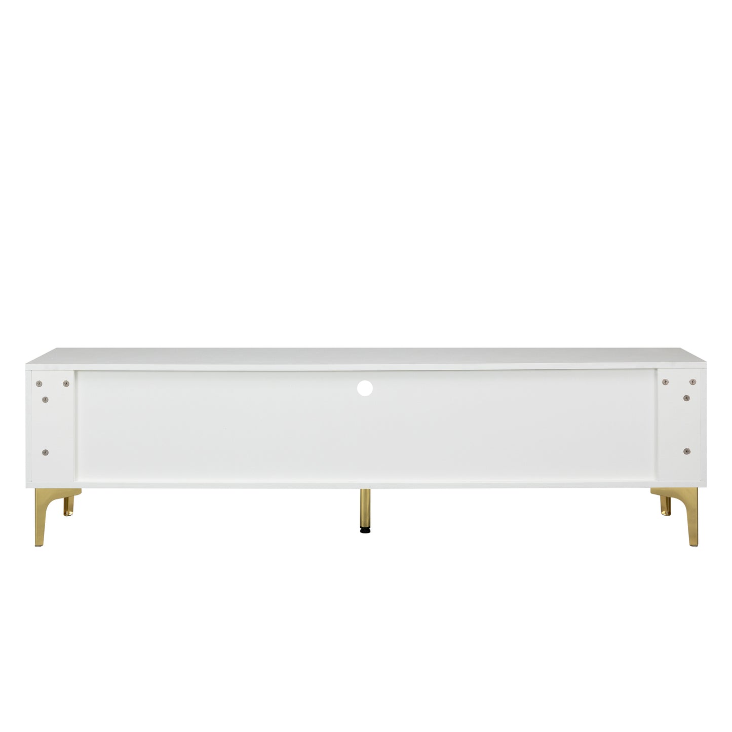 Modern White TV Console with LED Lights and Gold Metal Legs