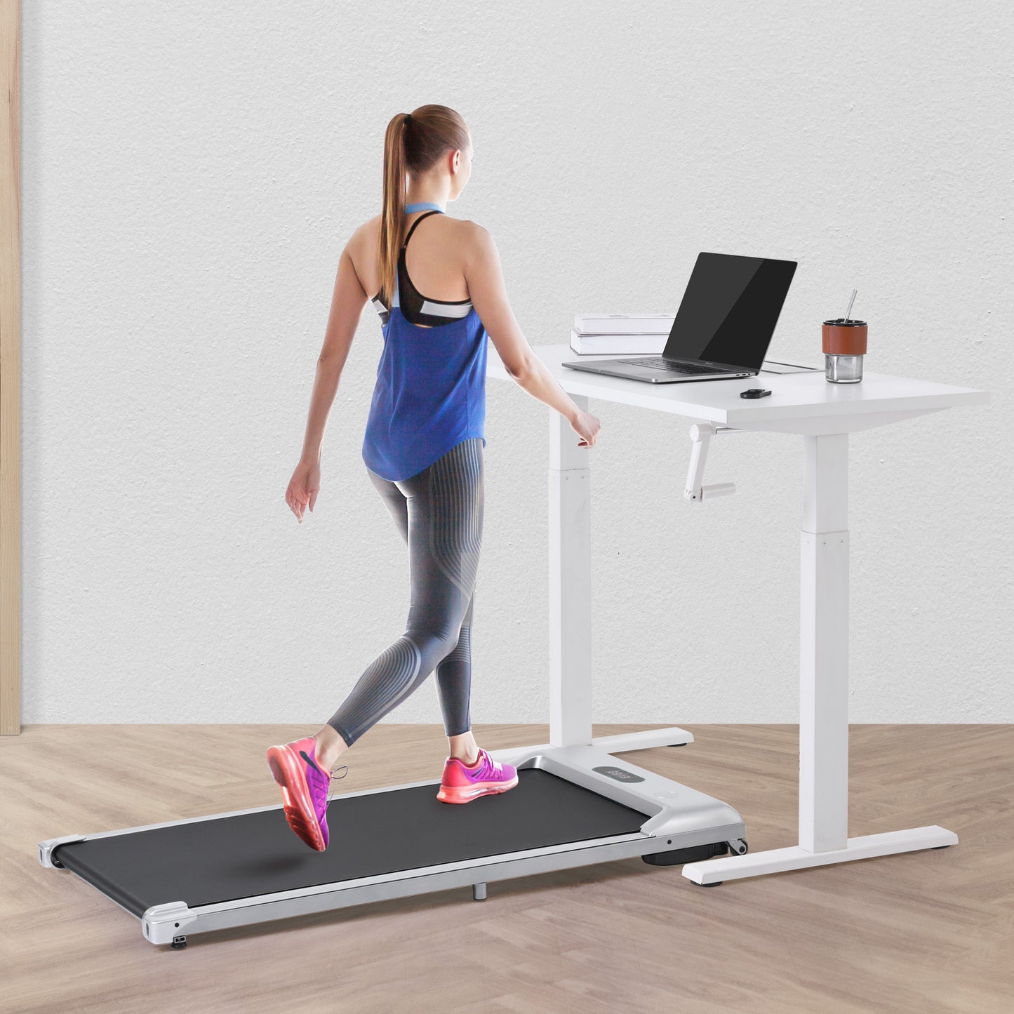 2 in 1 Under Desk Electric Treadmill 2.5HP, with Bluetooth APP and speaker, Remote Control, Display, Walking Jogging Running Machine Fitness Equipment for Home Gym Office