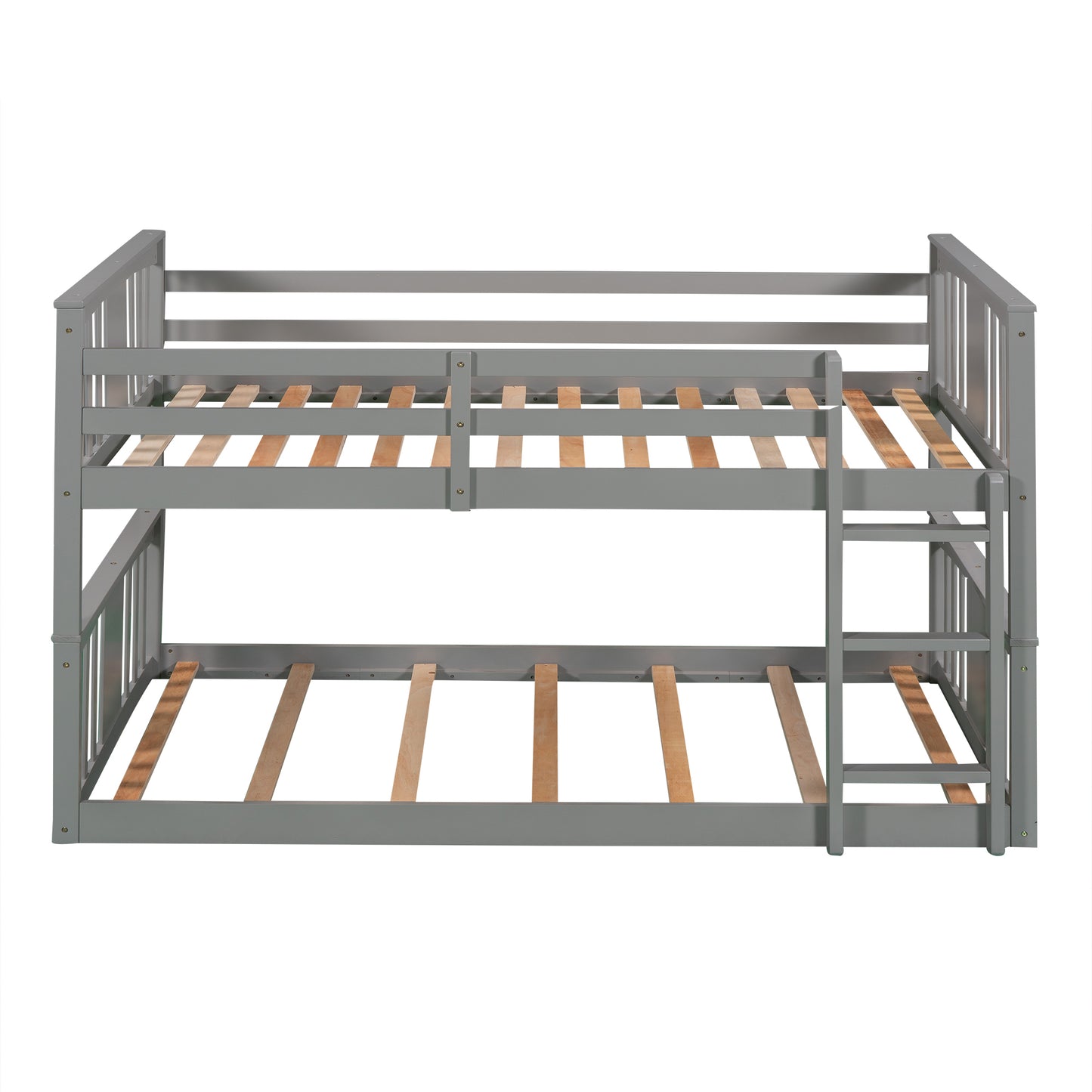 Gray Twin Bunk Bed with Built-in Ladder