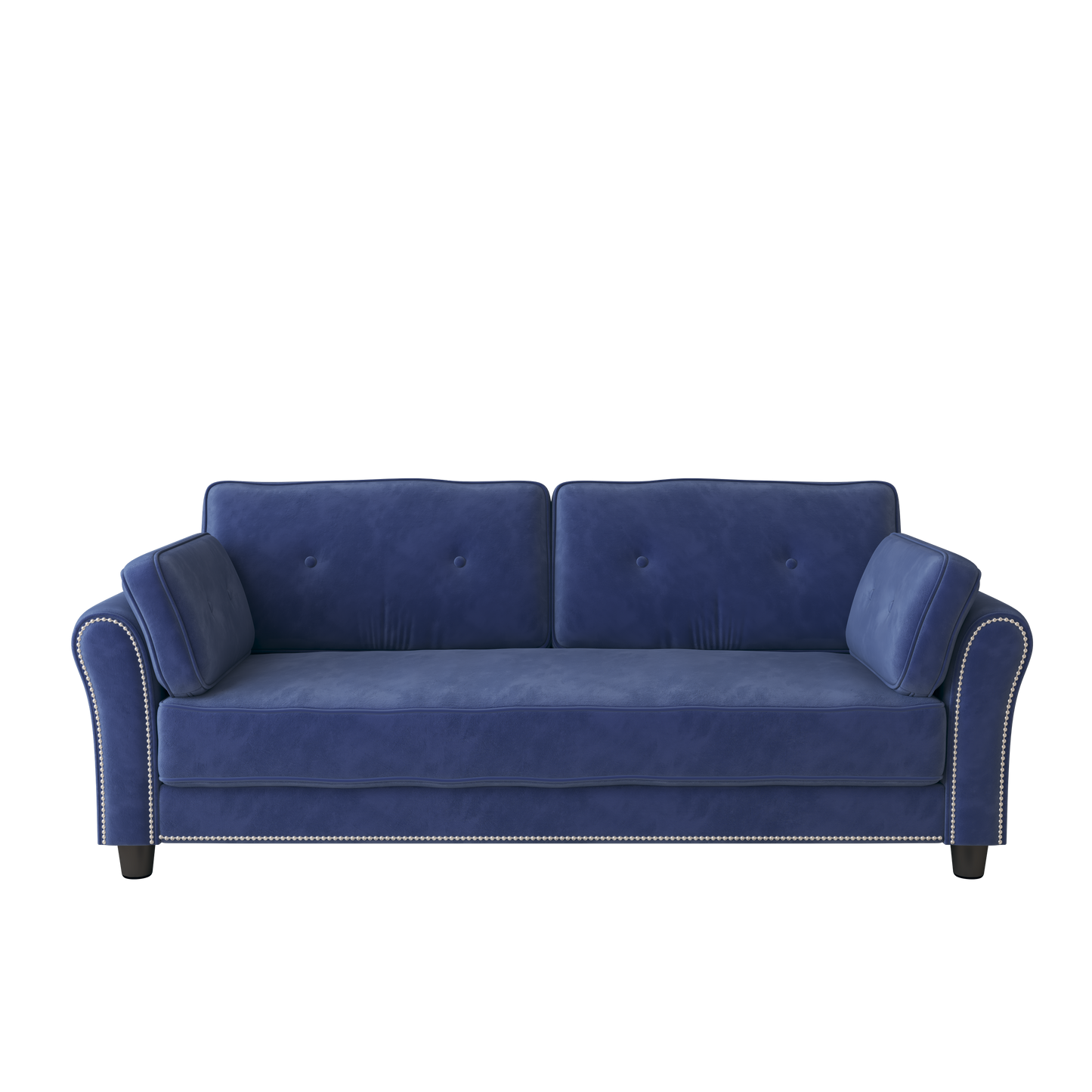 2067 Velvet Upholstered Sofa with Nail Head Trim and Button Back Design