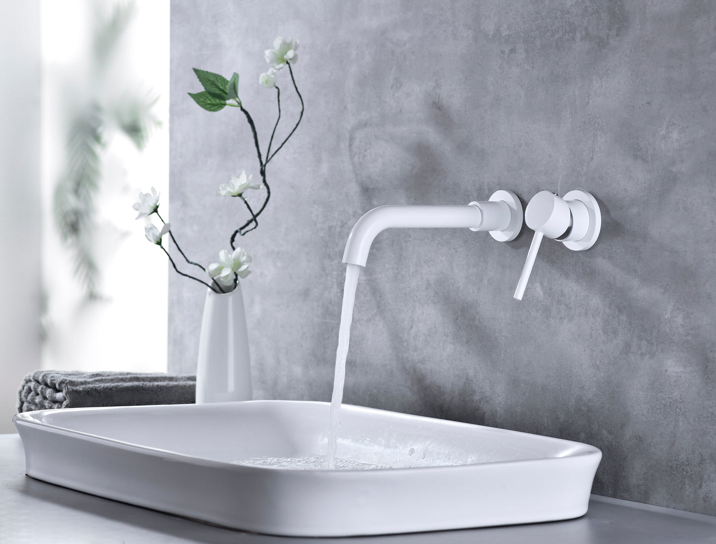 Sleek Wall Mounted Bathroom Faucet with Single Handle Control