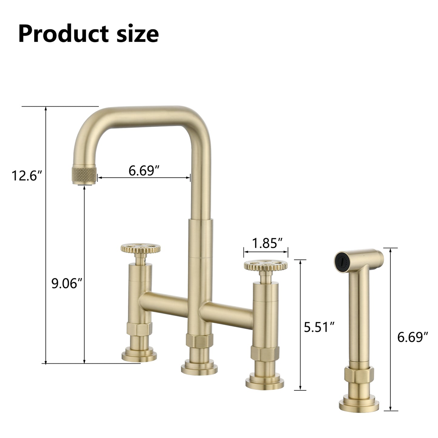 Double Handle Bridge Kitchen Faucet with Side Spray