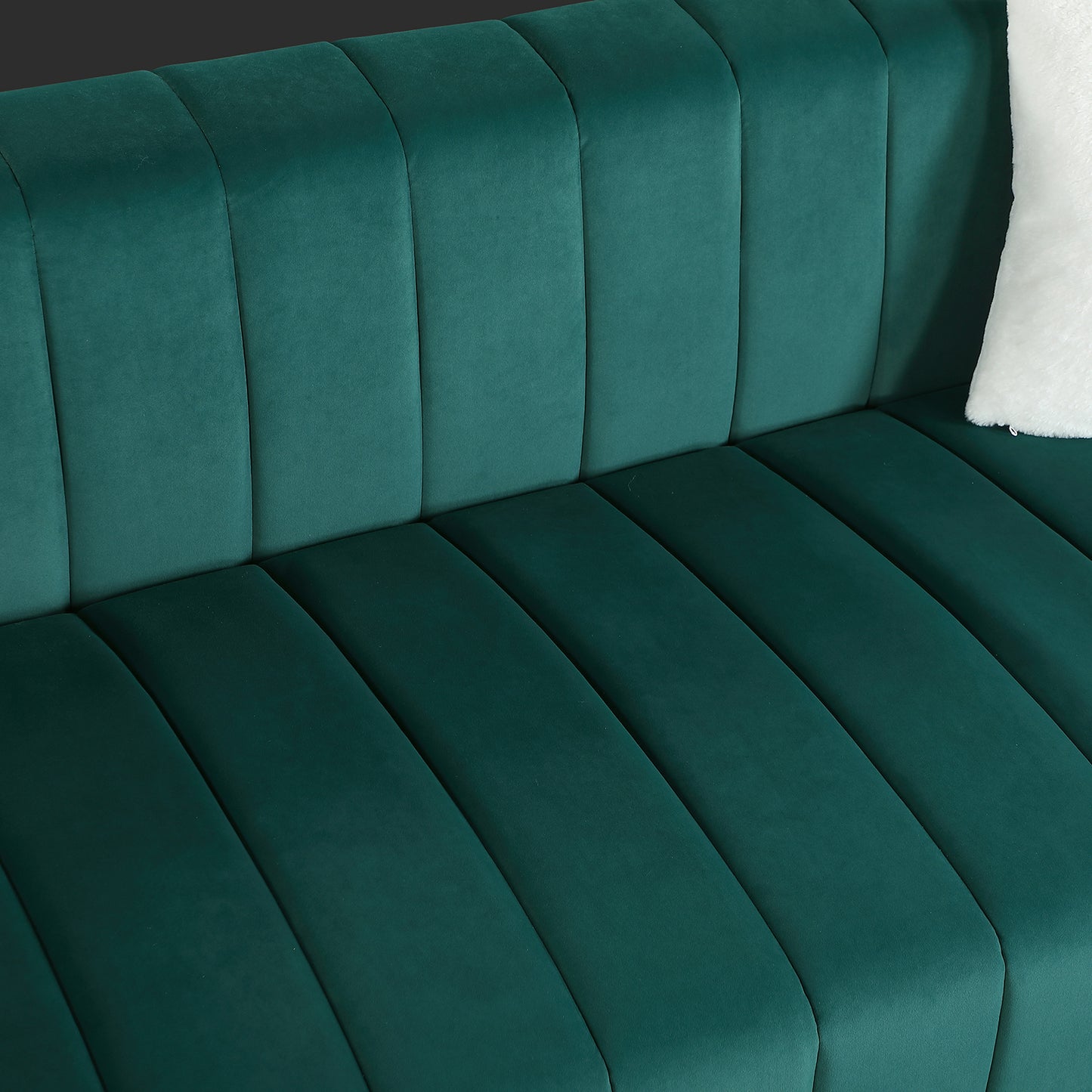 A modern  channel sofa  take on a traditional Chesterfield,Dark Green color,loveseater