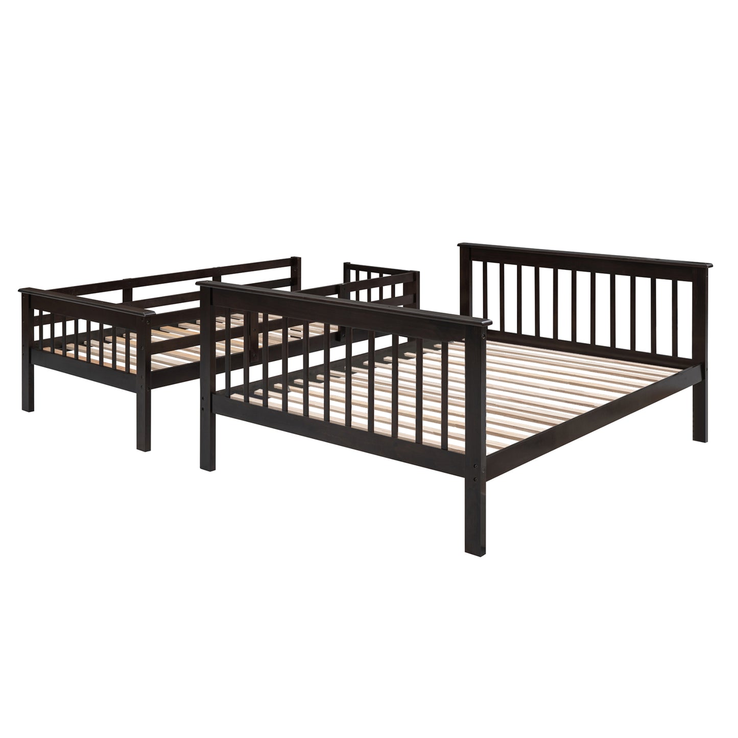 Elegant Espresso Twin-Over-Full Bunk Bed with Storage and Guard Rail