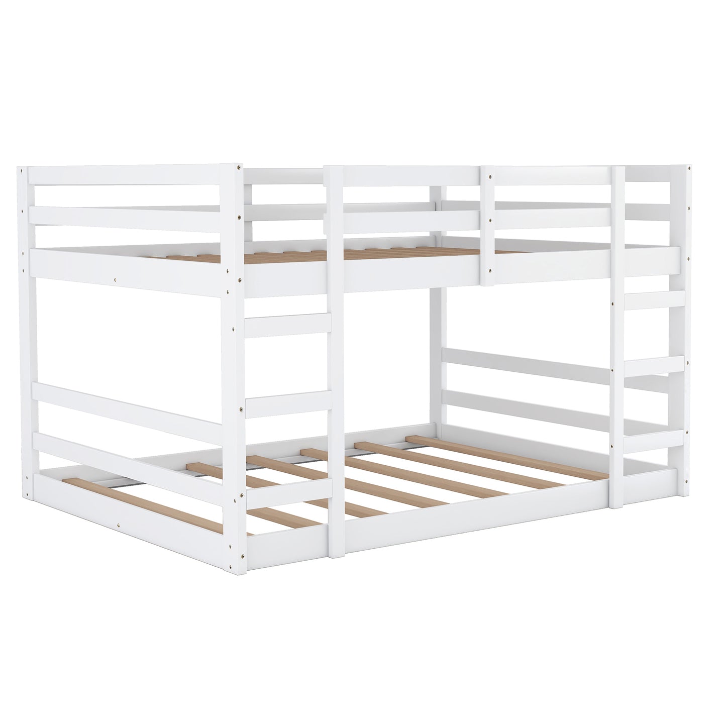 White Twin Bunk Bed with Ladder: Space-Saving Solid Pine Twin over Twin Bed