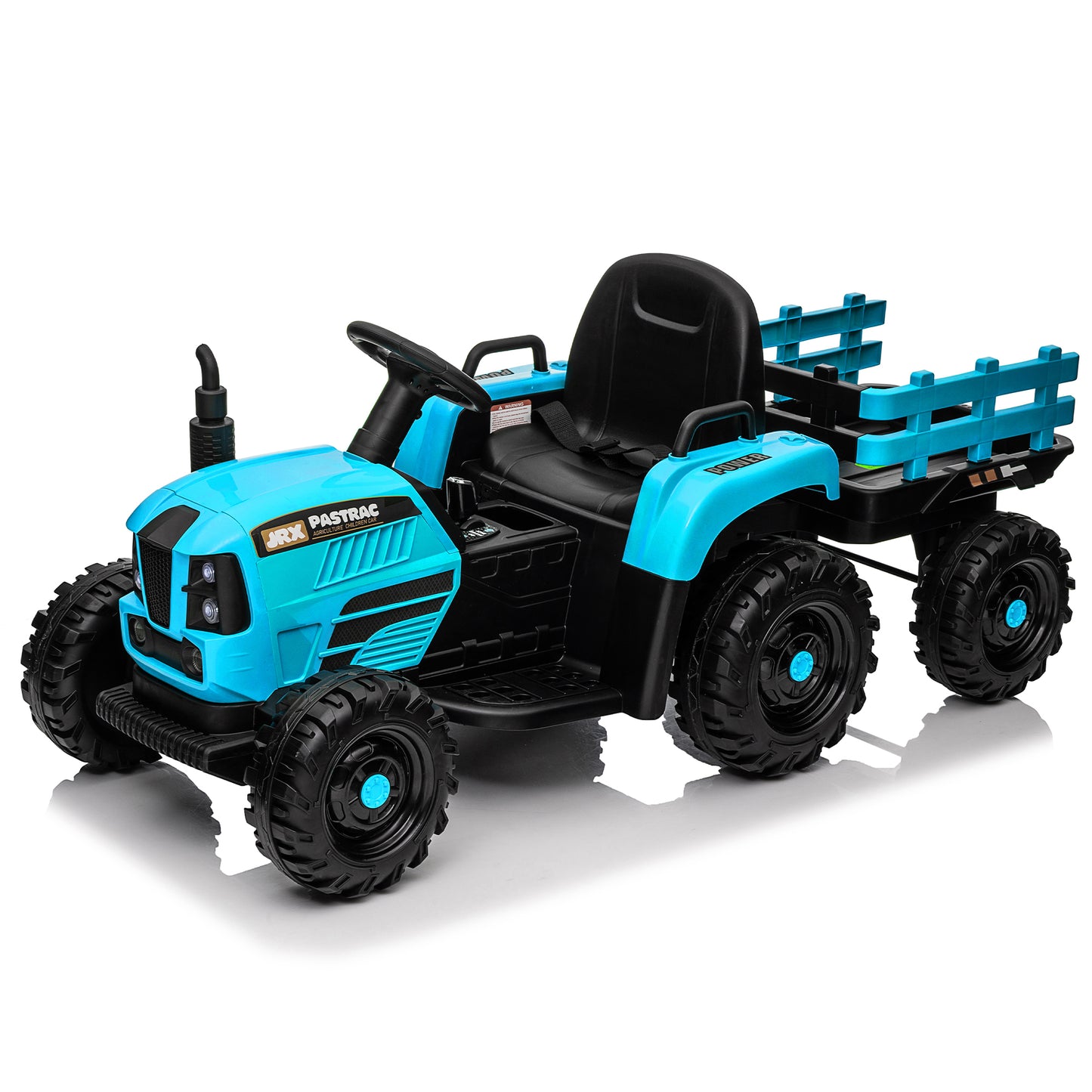 Ride on Tractor with Trailer,12V Battery Powered Electric Tractor Toy w/Remote Control,electric car for kids,Three speed adjustable,Power display, USB,MP3 ,Bluetooth,LED light,Two-point safety belt