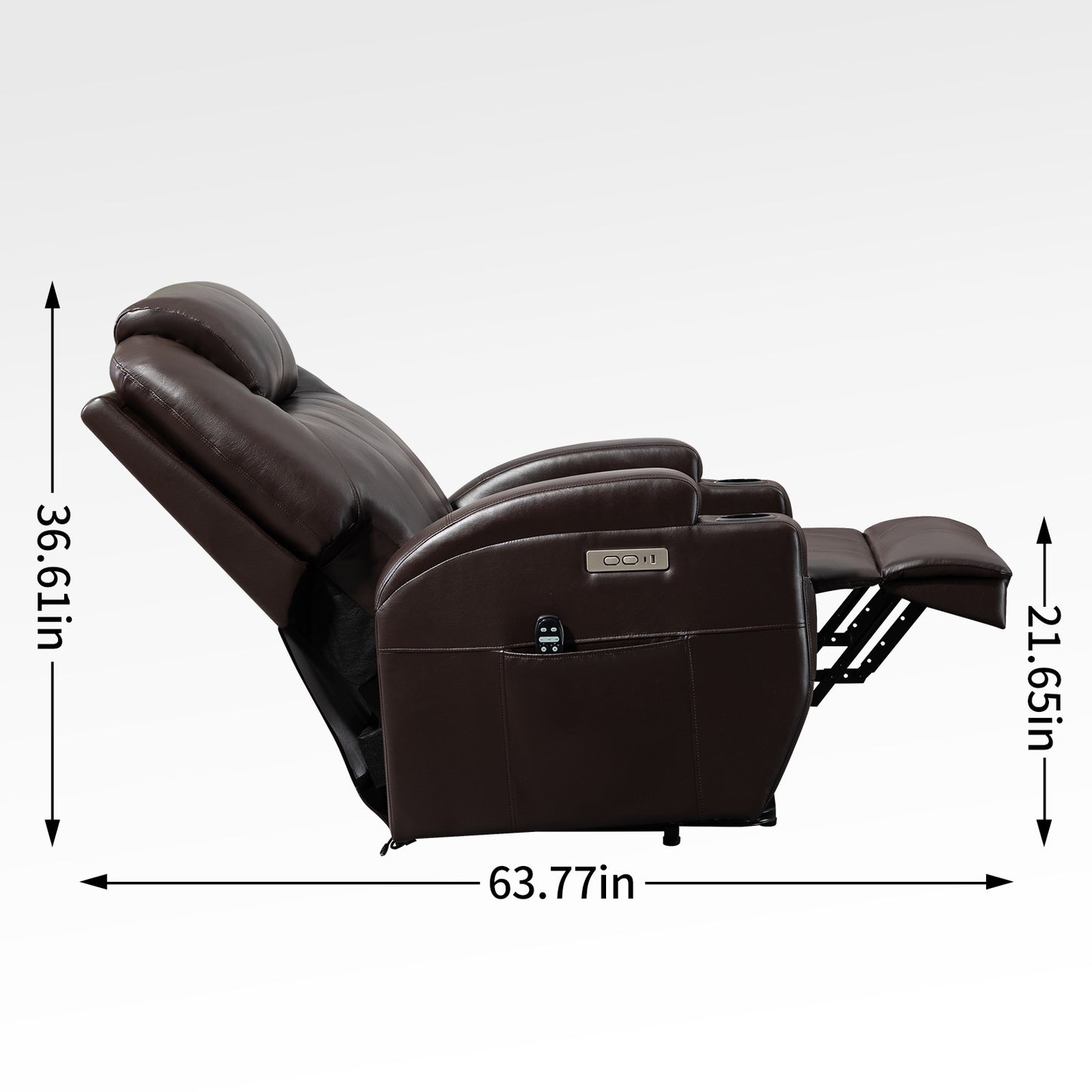 350lbs Okin Motor Power Lift Recliner Chair with Massage and Heating, Cup Holders and USB Charge Port - Brown