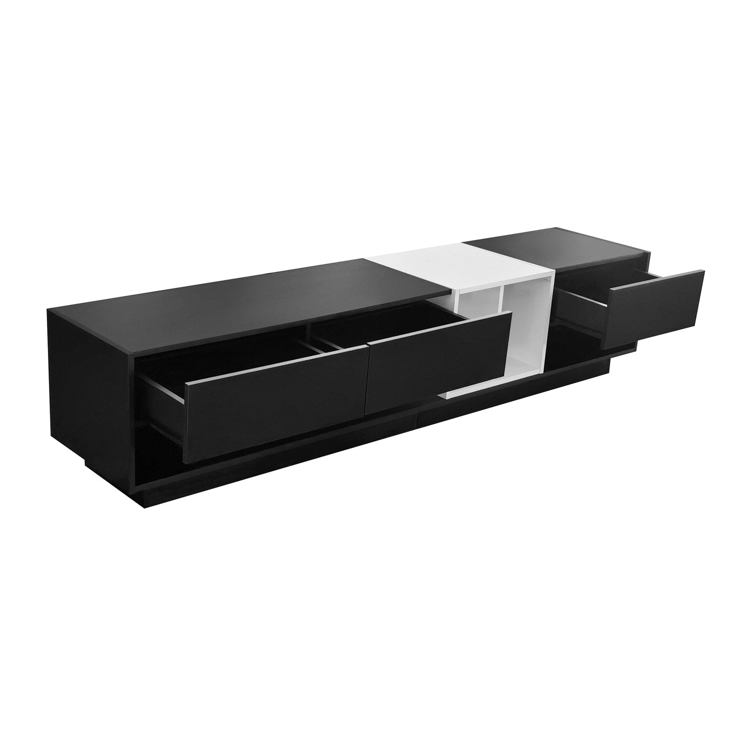 Sleek Two-Tone TV Stand with Spacious Storage for TVs Up to 80'', Black