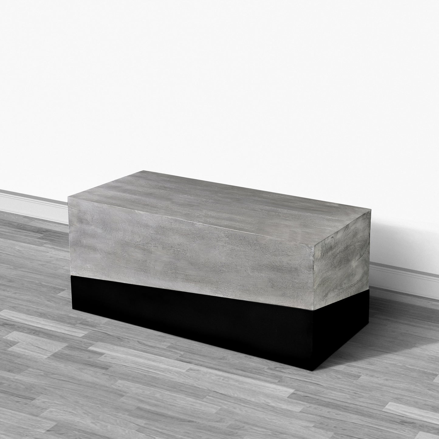 Rectangular Gray Mango Wood Coffee Table with Dual Tone Finish