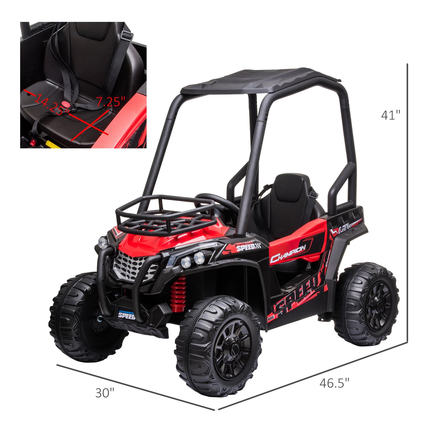 12V Dual Motor Kids Electric Ride-on UTV Toy with Remote Control, Red