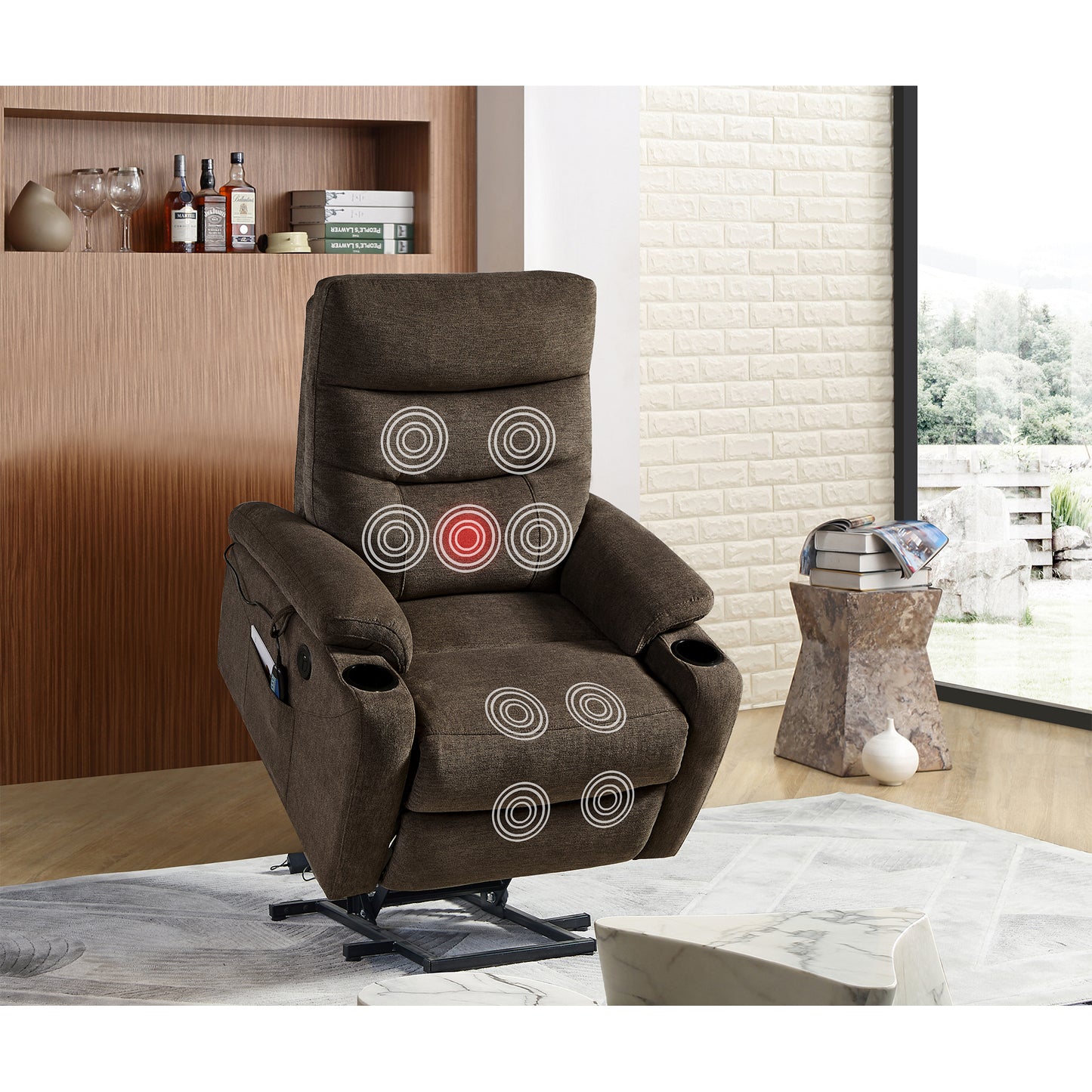 Elderly Comfort Electric Power Lift Recliner Chair with Massage and Heat, 3 Positions, High-end Quality Fabric