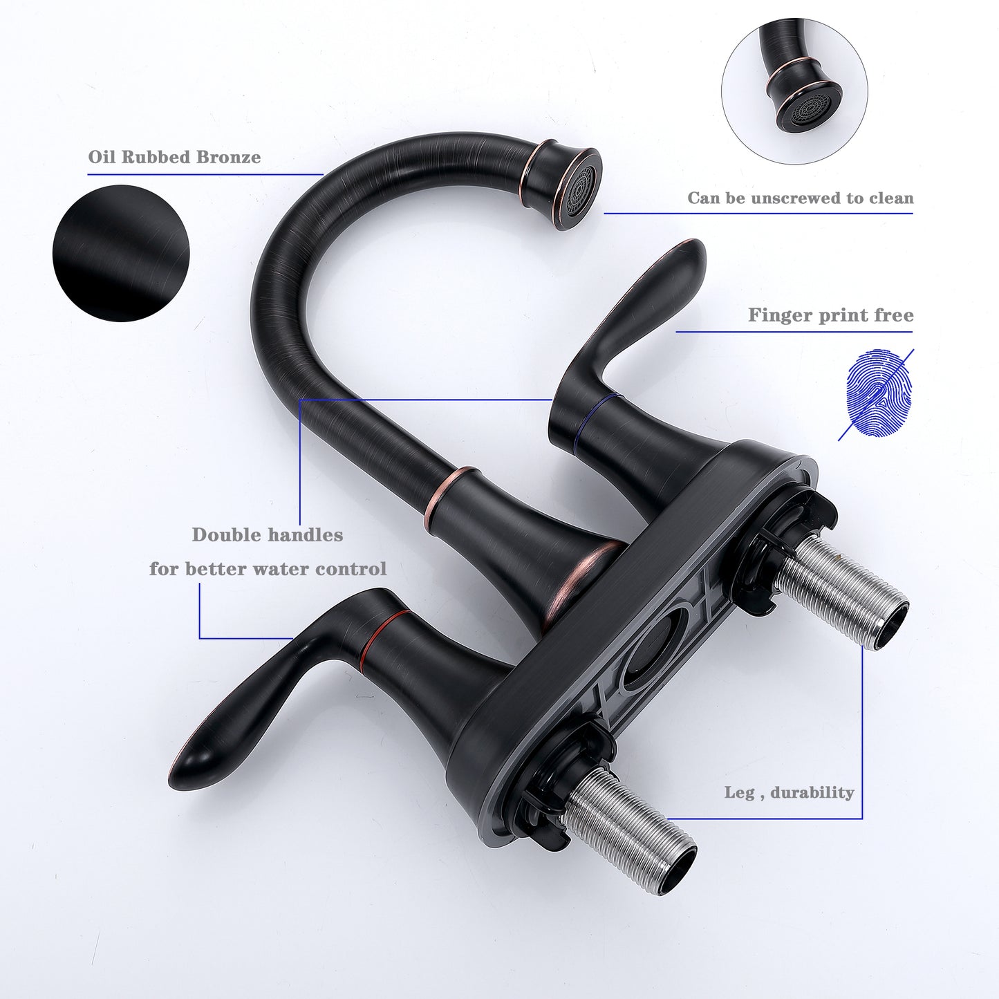 Elegant Oil Rubbed Bronze Bathroom Faucet with 2 Handles, Pop-Up Drain, and Supply Hoses