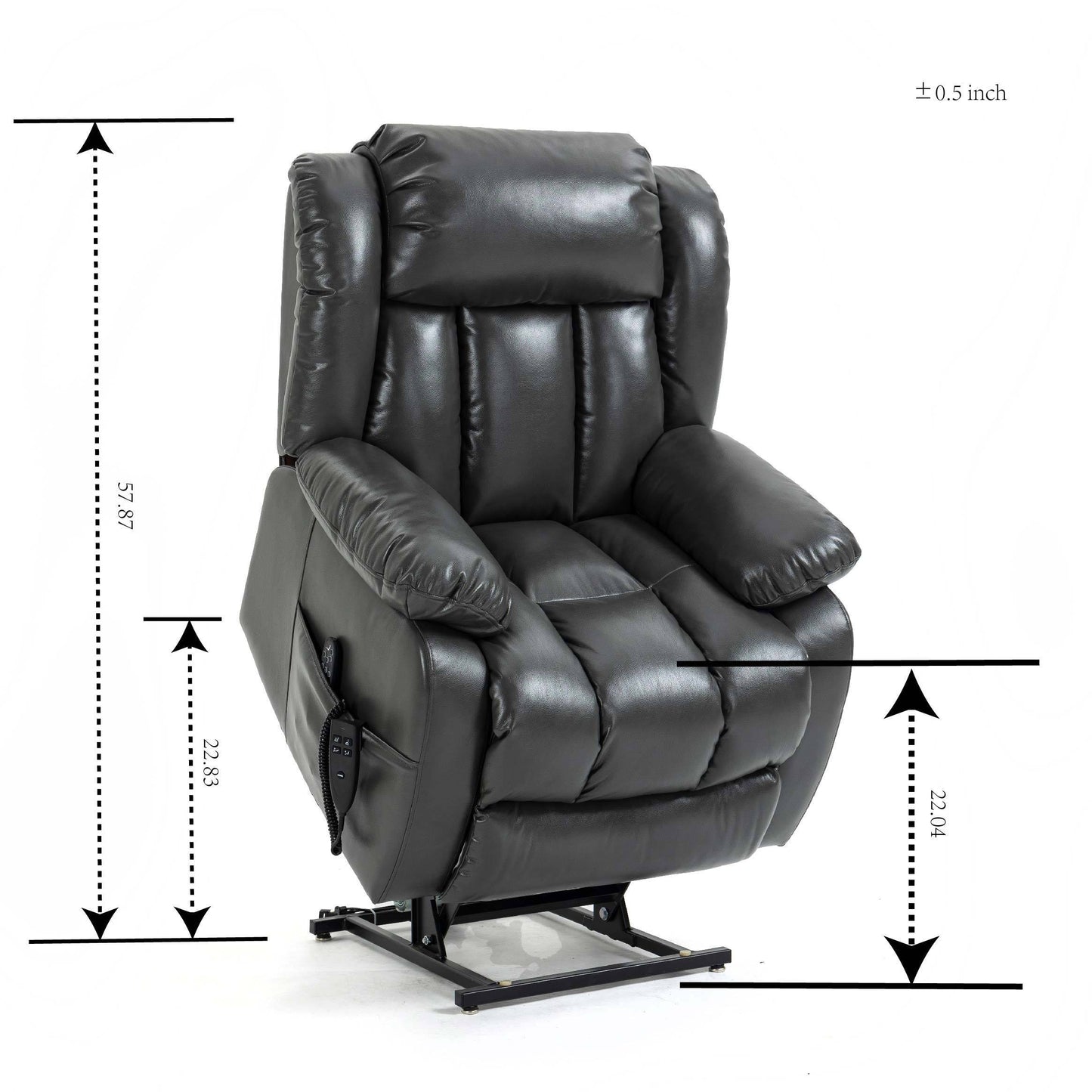 Grey Faux Leather Power Lift Recliner Chair with Massage and Heating