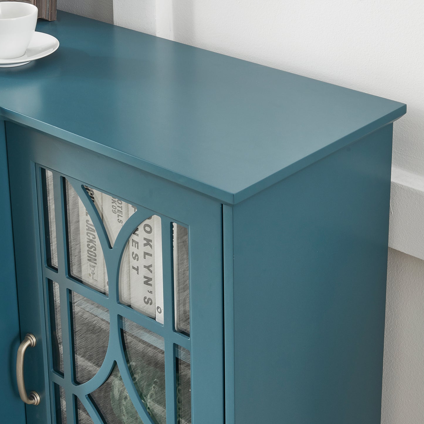 63 Teal Blue TV Stand and Storage Sideboard Buffet