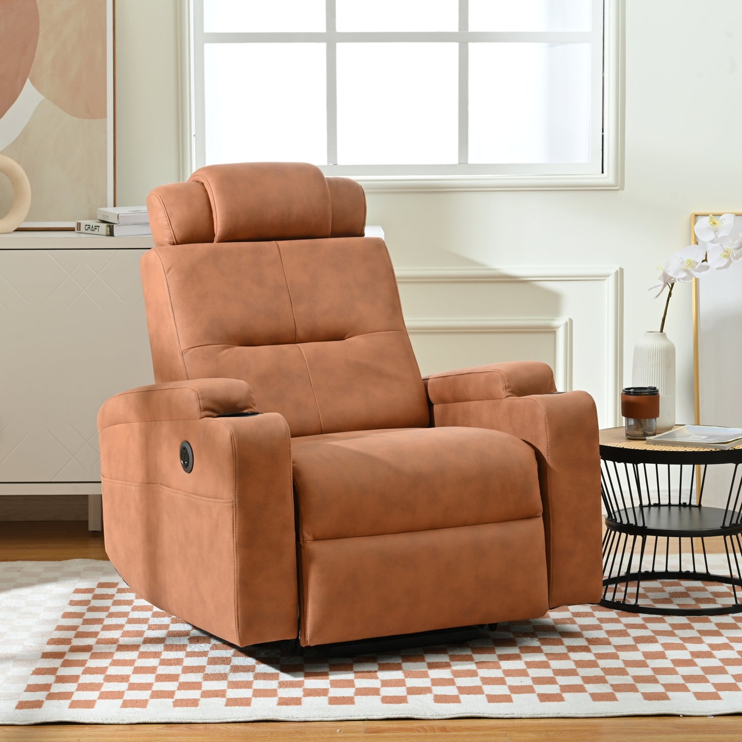 Comfortable Electric Power Lift Recliner Chair for Seniors with USB Charge Port (Orange)