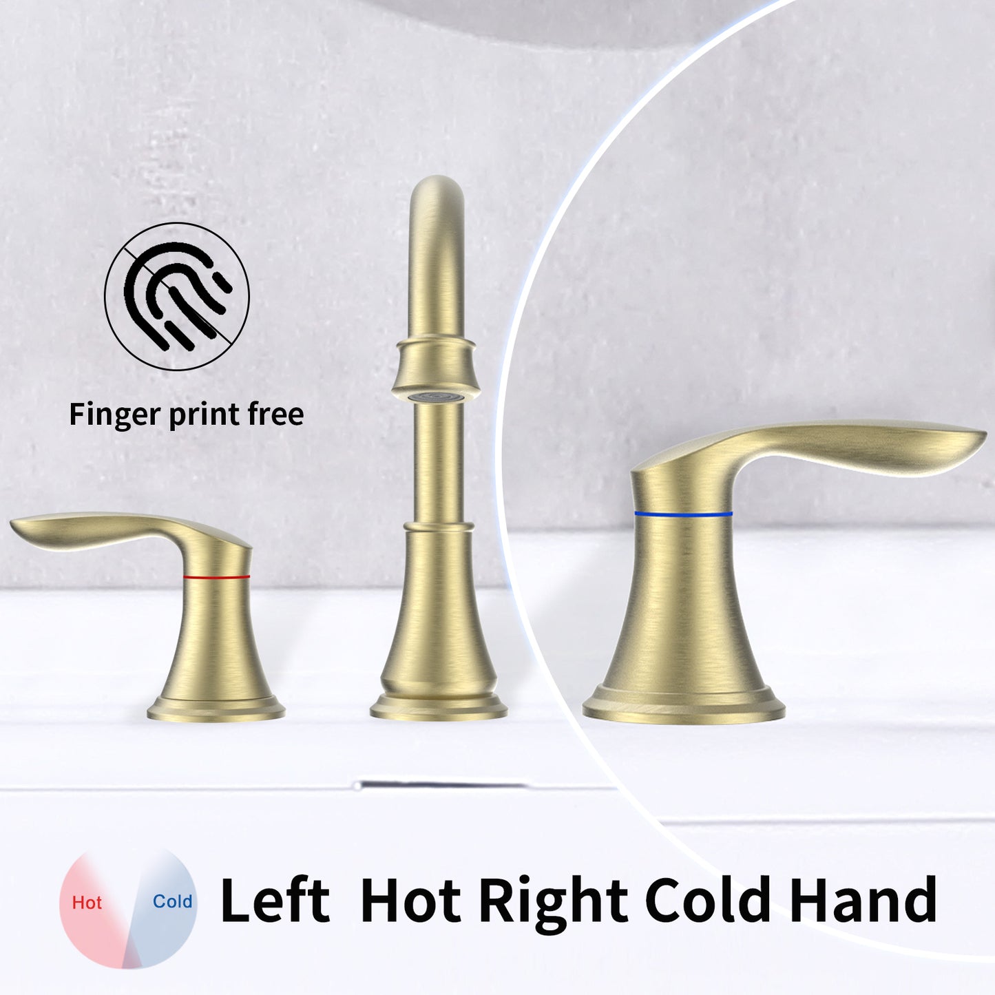 360° Swivel Brushed Gold 2-Handle Widespread Lavatory Faucet