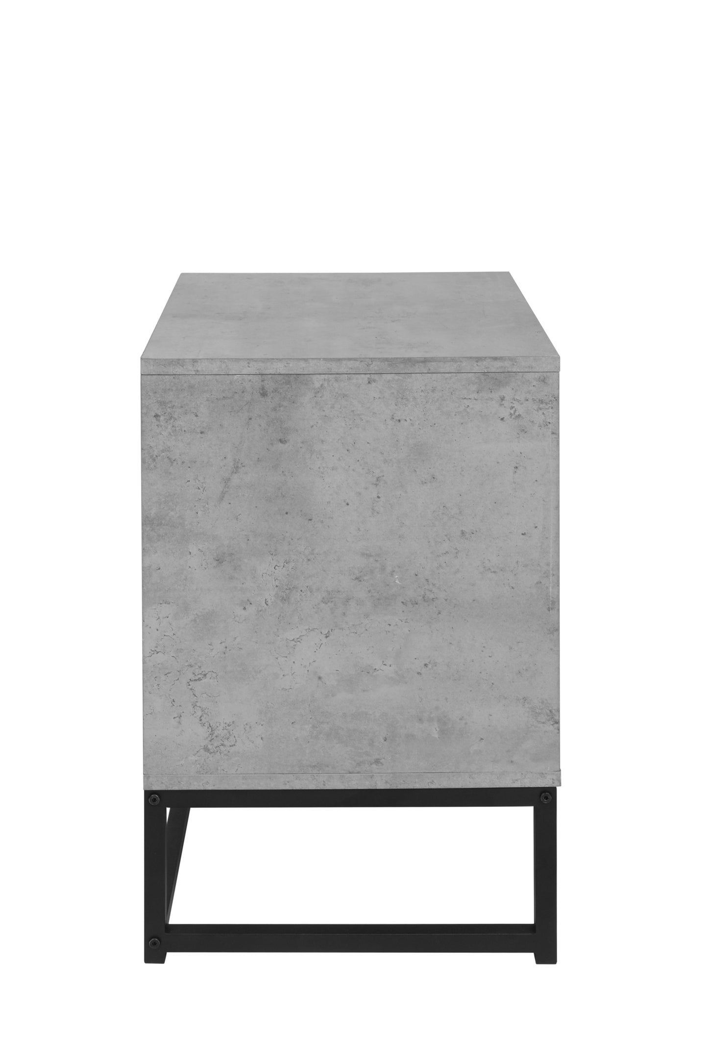 Set of 2, 2 Drawer Nightstand, Geometric Elements, Cement Grey, for Bedroom, Living Room and Study