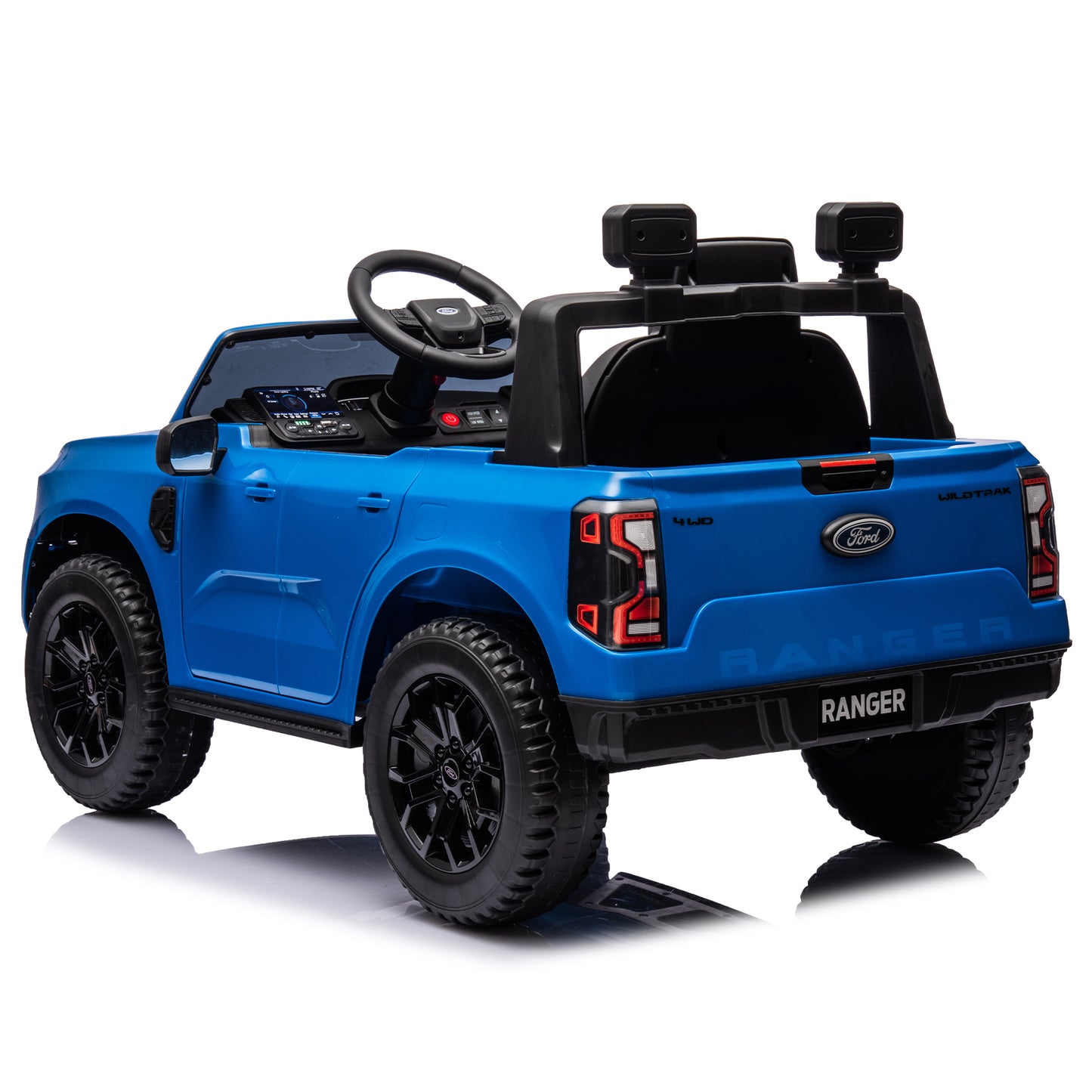 12V Kids Ride On Car W/Parents Remote Control,Licensed Ford Ranger,2WD,Rear wheel suspension,Low Start,Headlight,Horn,MP3,Bluetooth,Adjustable speed,Speed 1.86-4.97 mph for kids aged 3-6.