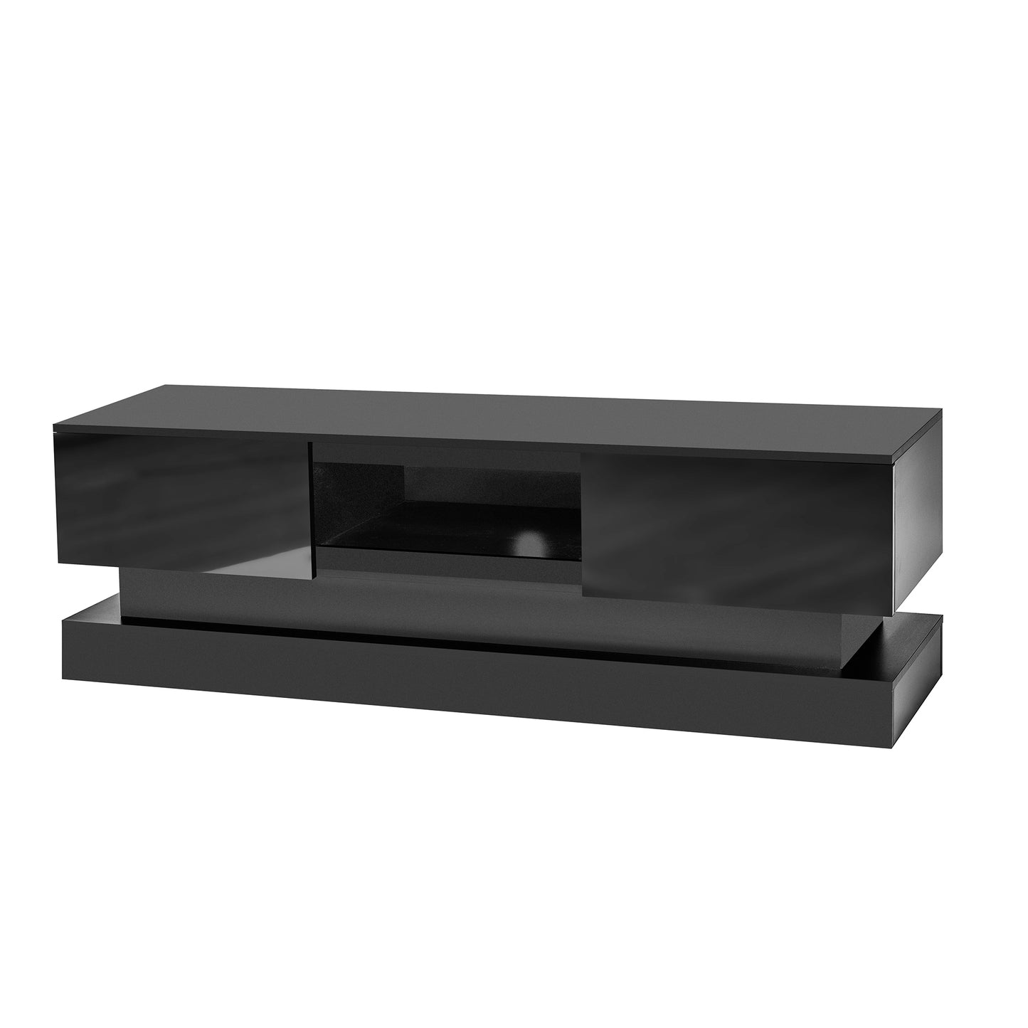 51.18in Black LED TV Stand with High Glossy Front Cabinet